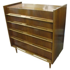 Vintage Edmond Spence Mid-Century Modern Walnut and Birch Tall Dresser Made in Sweden