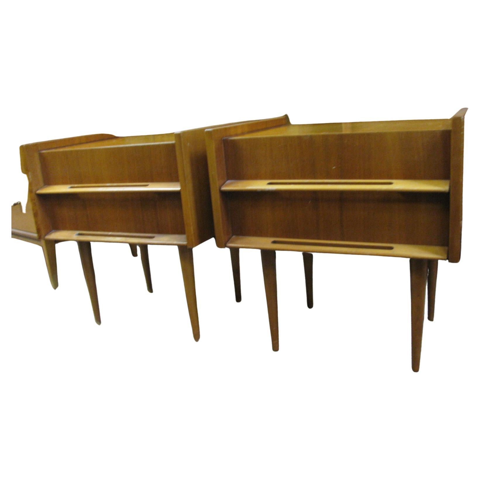 Birch Pair of Edmond Spence Mid-Century Modern Night Tables, Made in Sweden For Sale