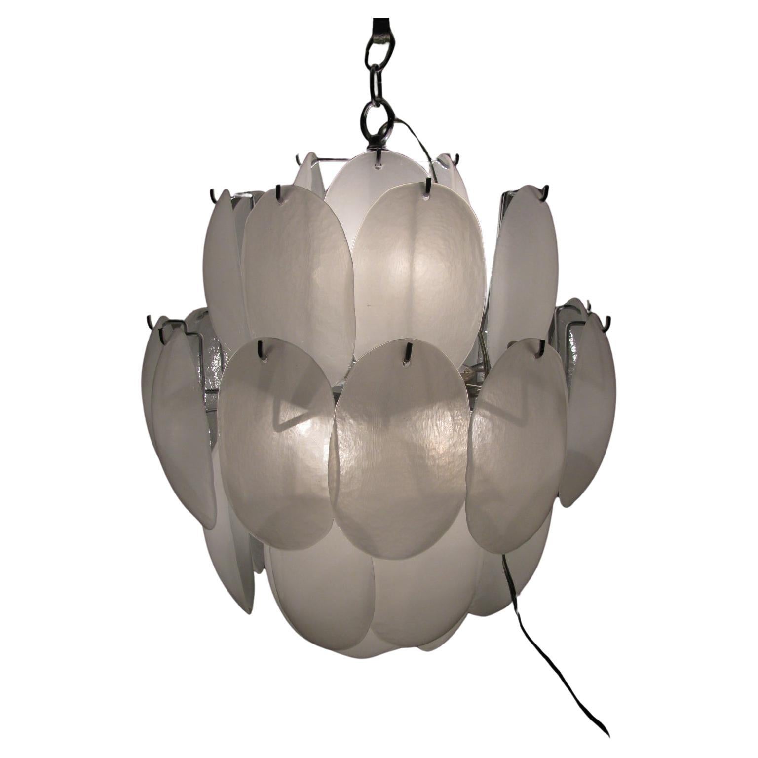 Mid Century Modern Murano Glass Drop Chandelier For Sale