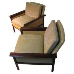 Mid-Century Modern Leather and Rosewood Lounge Chairs Knut Saeter Vatne Mobler