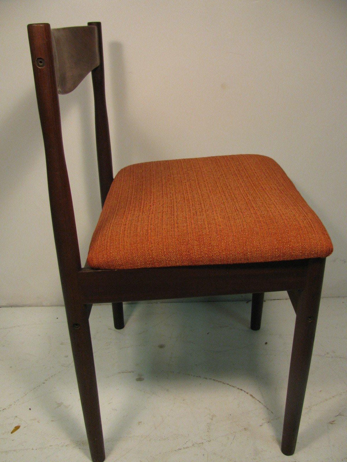 Fabric Set of Four Mid Century Danish Modern Poul Volther Teak Dining Chairs For Sale