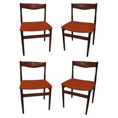 Vintage Set of Four Mid Century Danish Modern Poul Volther Teak Dining Chairs