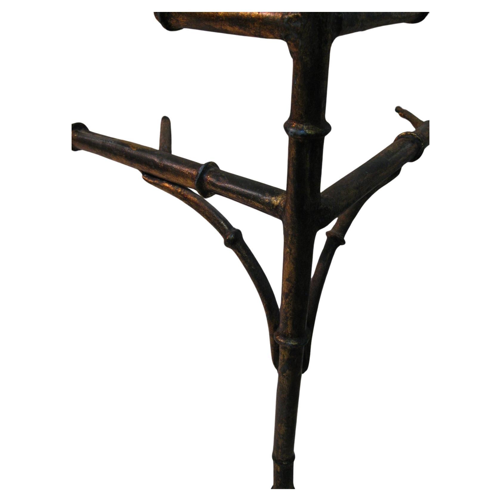 French Gilt Iron Faux Bamboo Hollywood Regency Cocktail Table For Sale