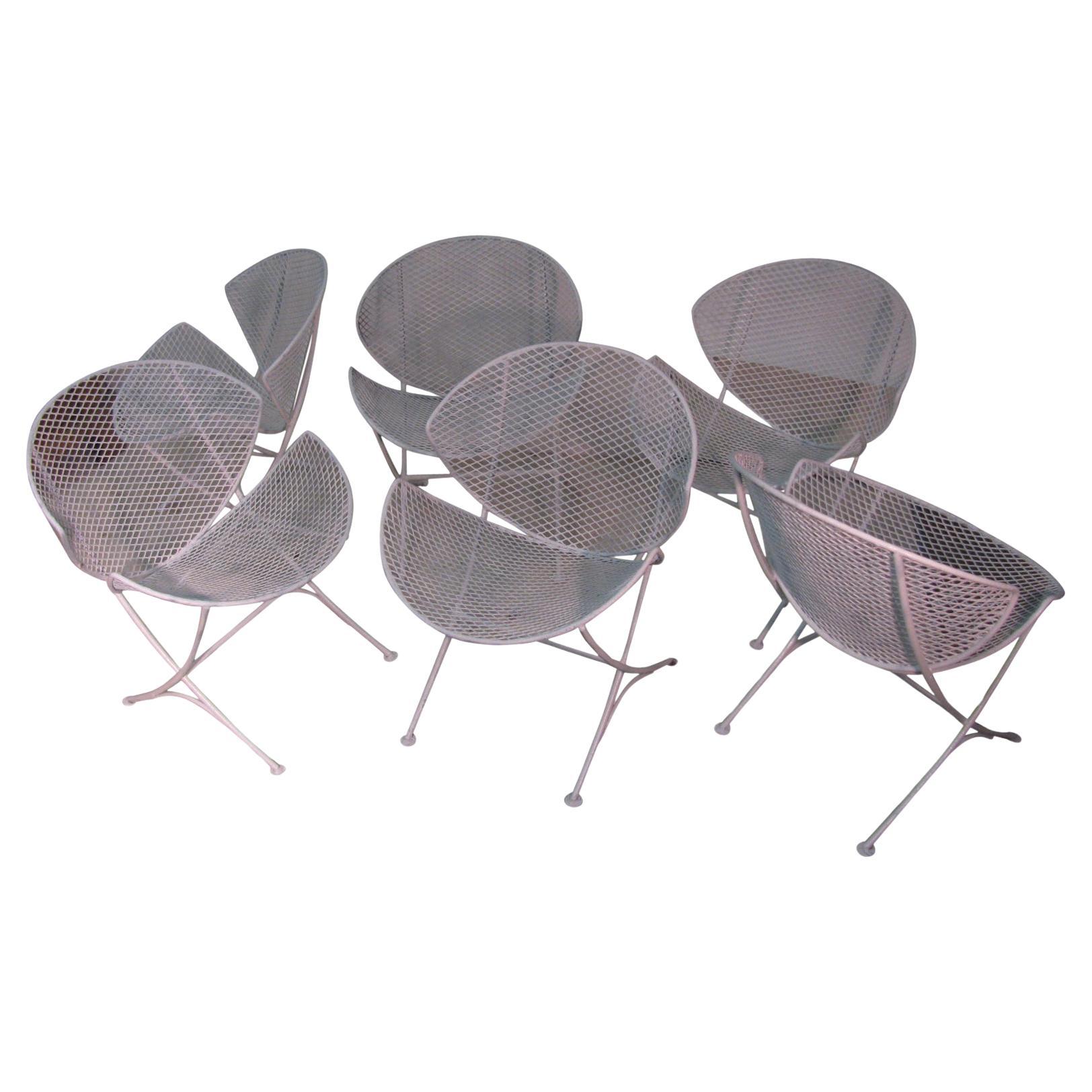 Ensemble de six chaises en forme de coquille de palourde orange par Salterini