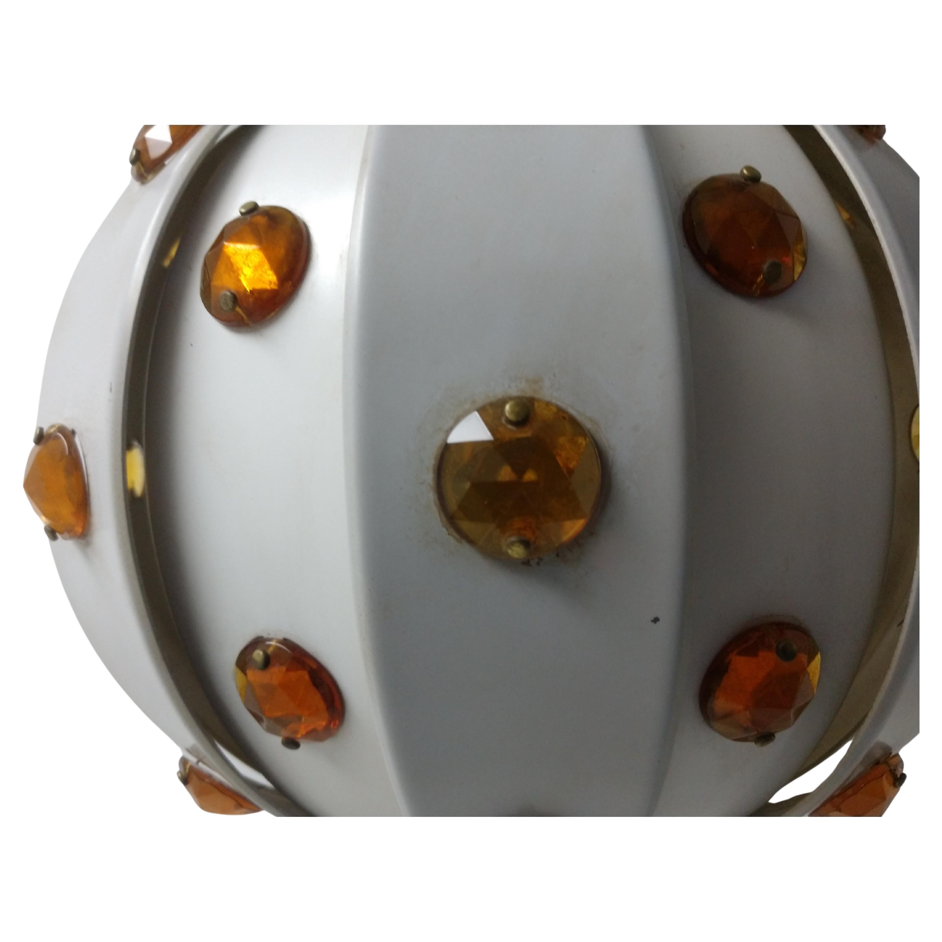American Mid-Century Modern Jeweled Pendant Lamp Chandelier For Sale