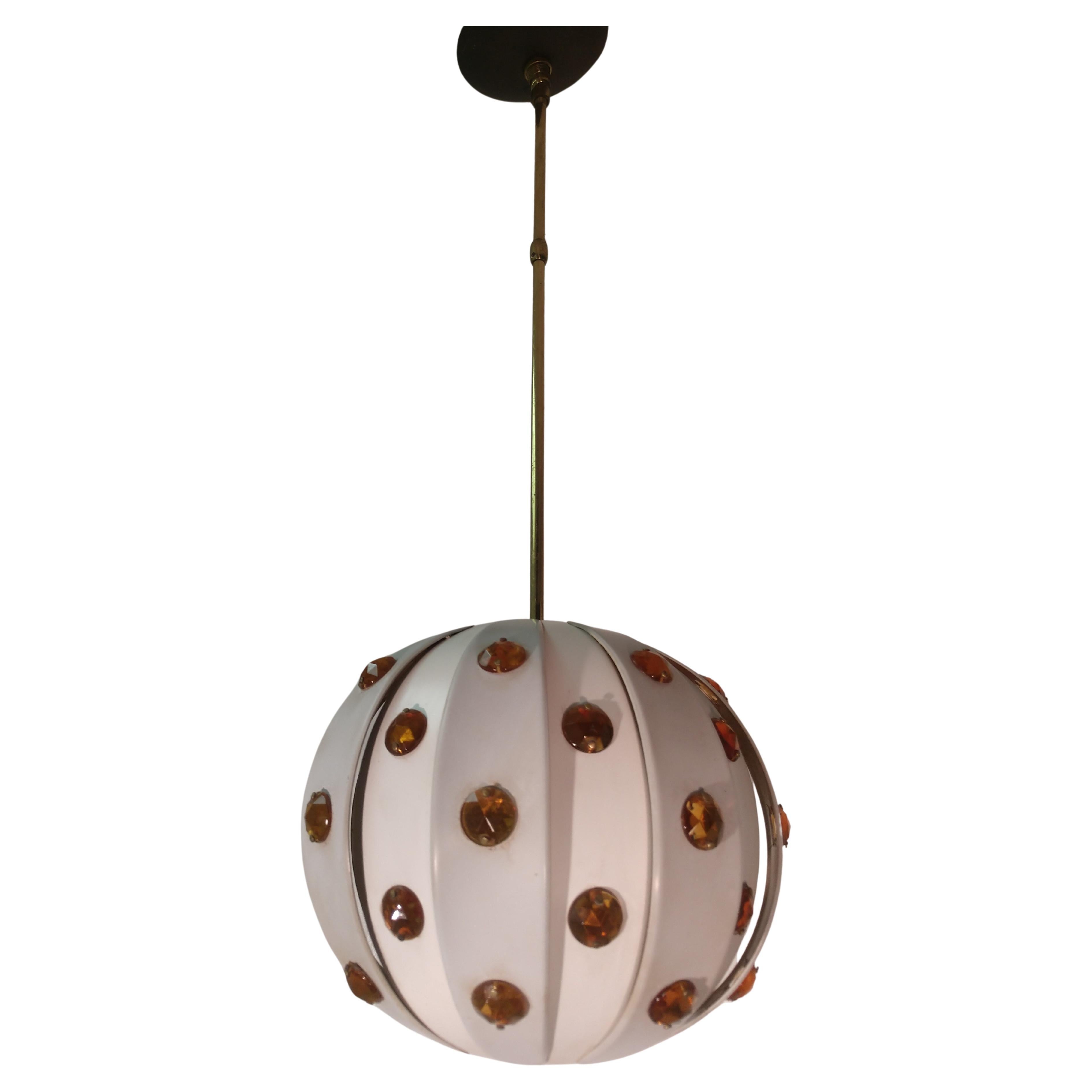 Mid-Century Modern Jeweled Pendant Lamp Chandelier For Sale