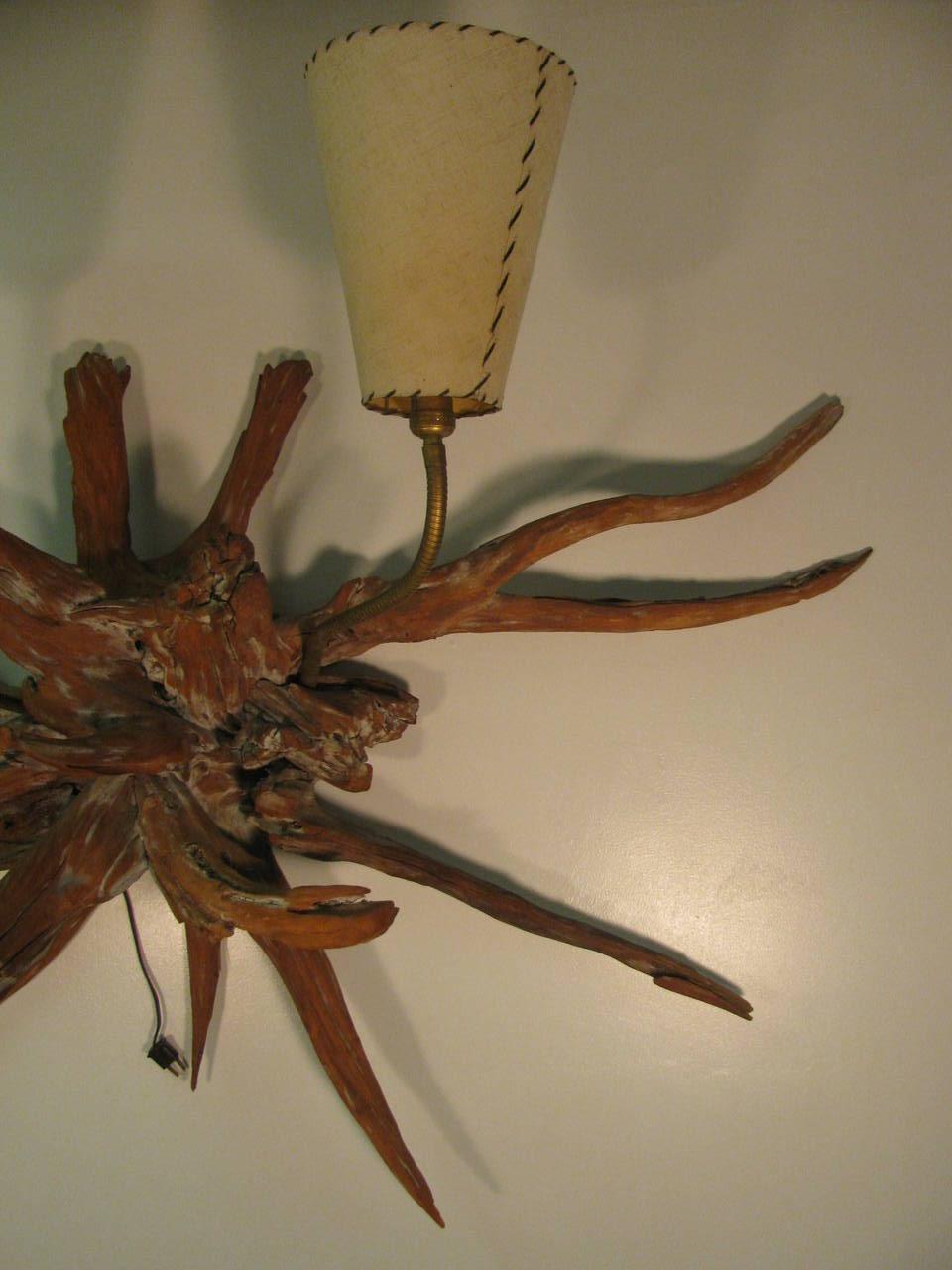  Pair of Mid-Century Modern Sun Bleached Sculptural Root Wall Sconces For Sale 2