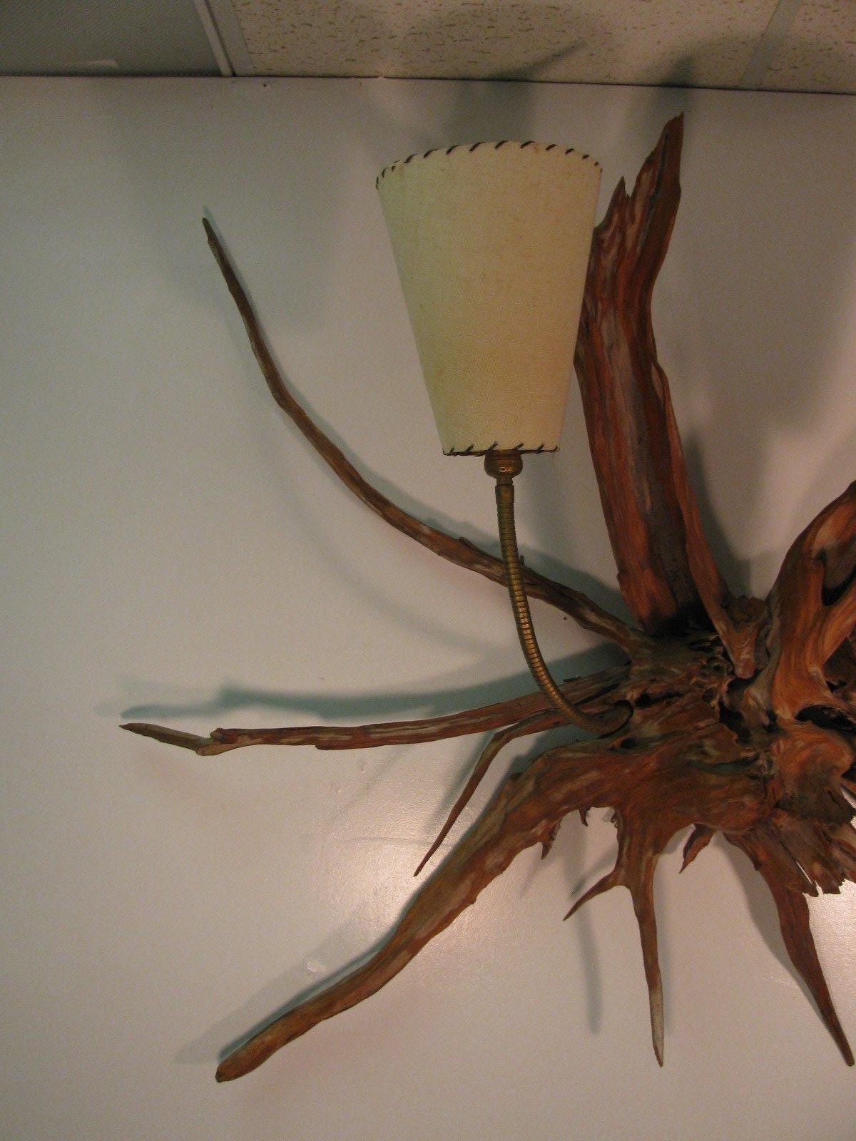 Mid-20th Century  Pair of Mid-Century Modern Sun Bleached Sculptural Root Wall Sconces For Sale