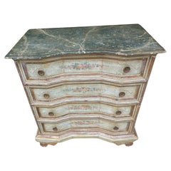 Vintage Mid Century Painted Venetian Diminutive Dresser with Marbled Top