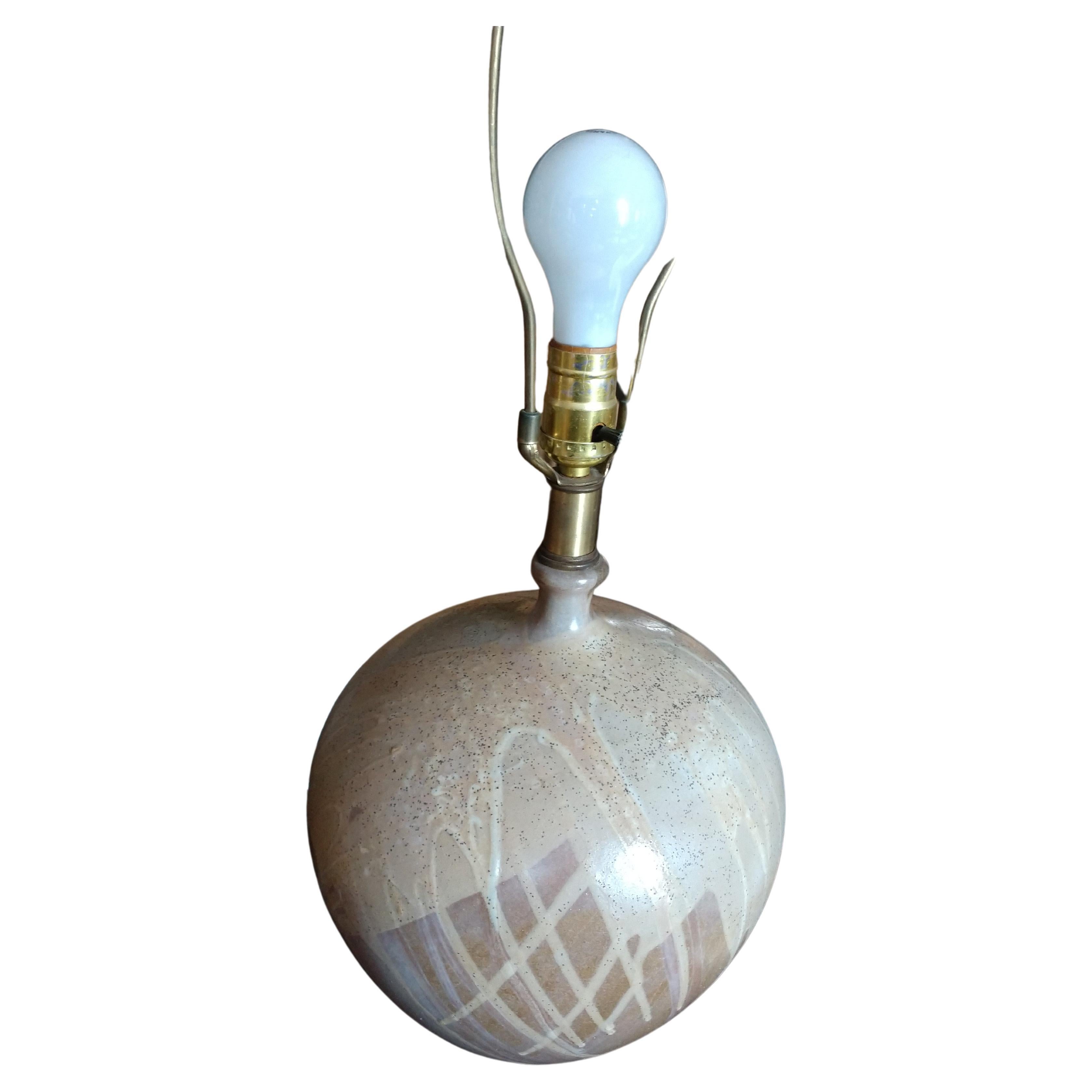 Mid-Century Modern Handmade Drip Glazed Ovoid Table Lamp