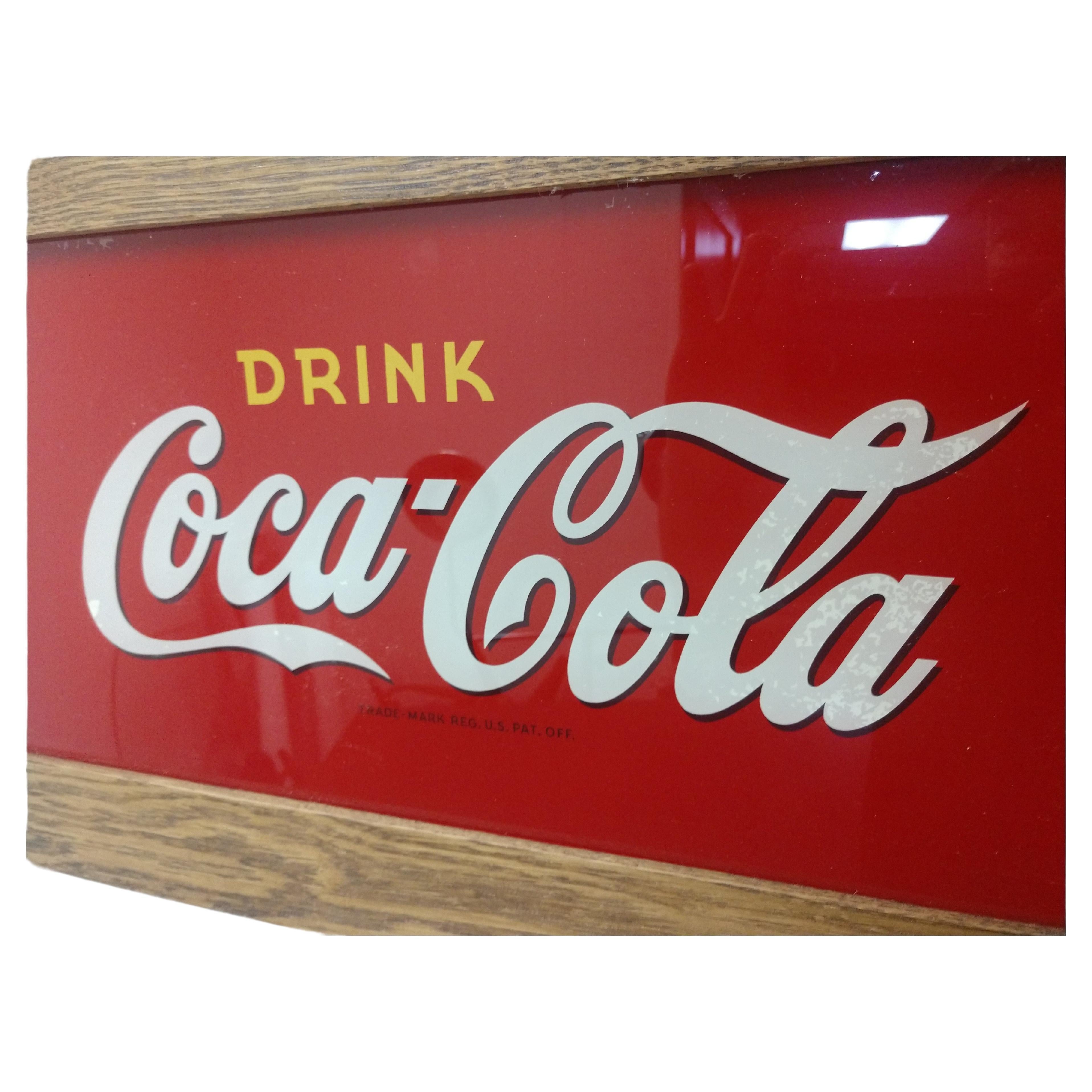Antike Reverse Painted Glass Drink Coca Cola Sign Ice Cream Parlour circa 1920 (amerikanisch) im Angebot