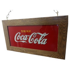Reverse Painted Glass Drink Coca Cola Sign, circa 1920