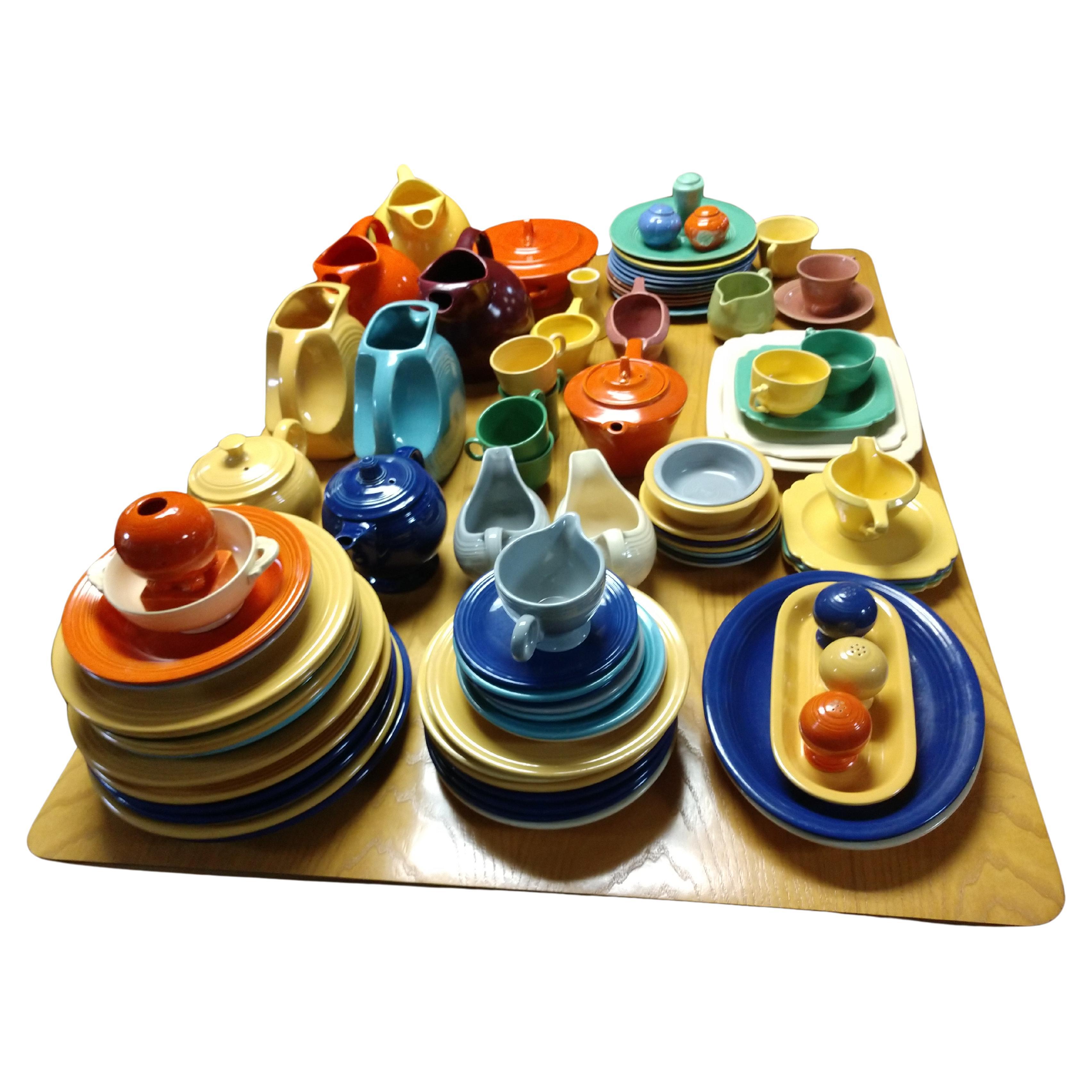 Mid Century 80+ Pieces Fiesta Harlequin Riviera Collection-Rare Pieces Include For Sale