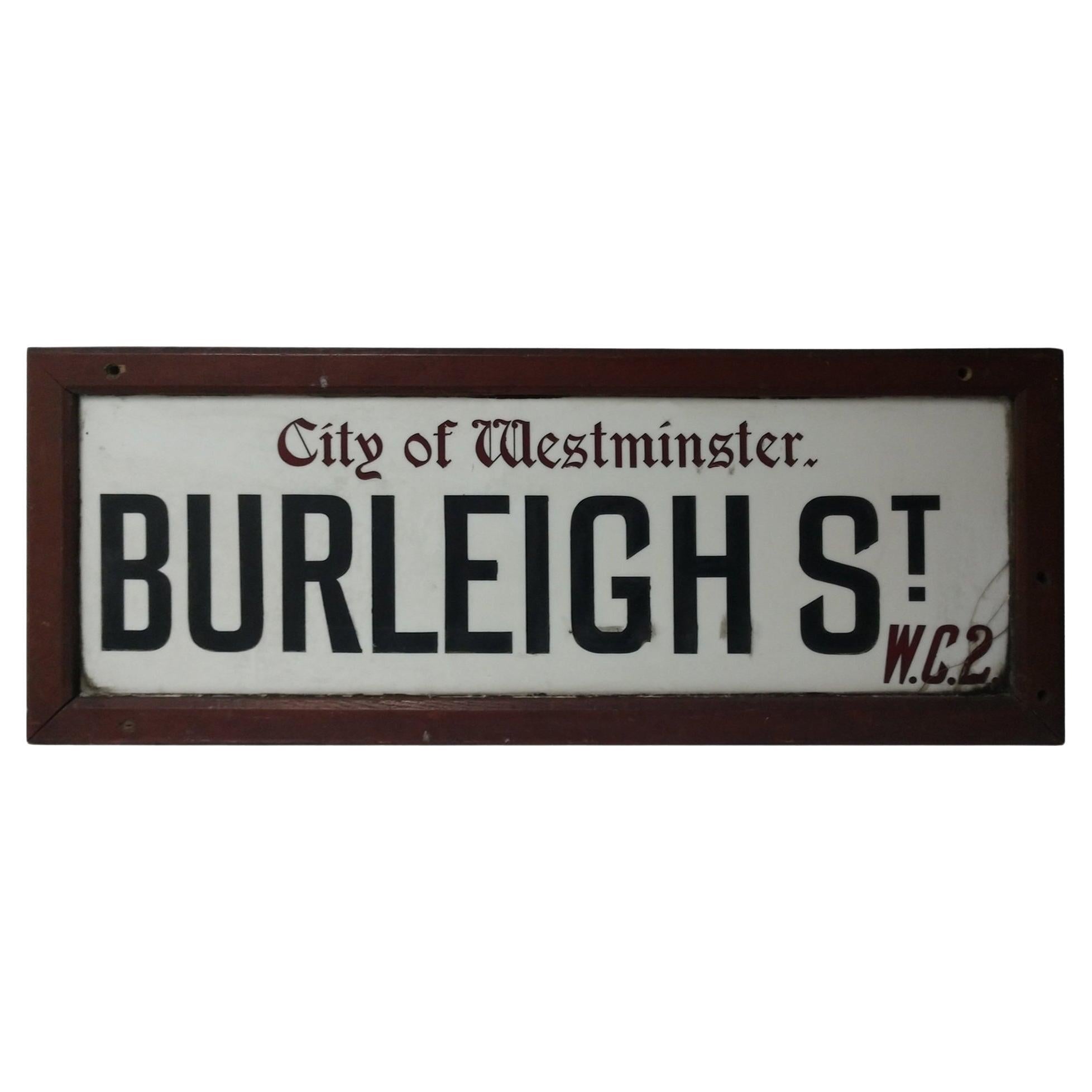 Early 20th Century City of Westminster London Antique Milk Glass Street Sign For Sale