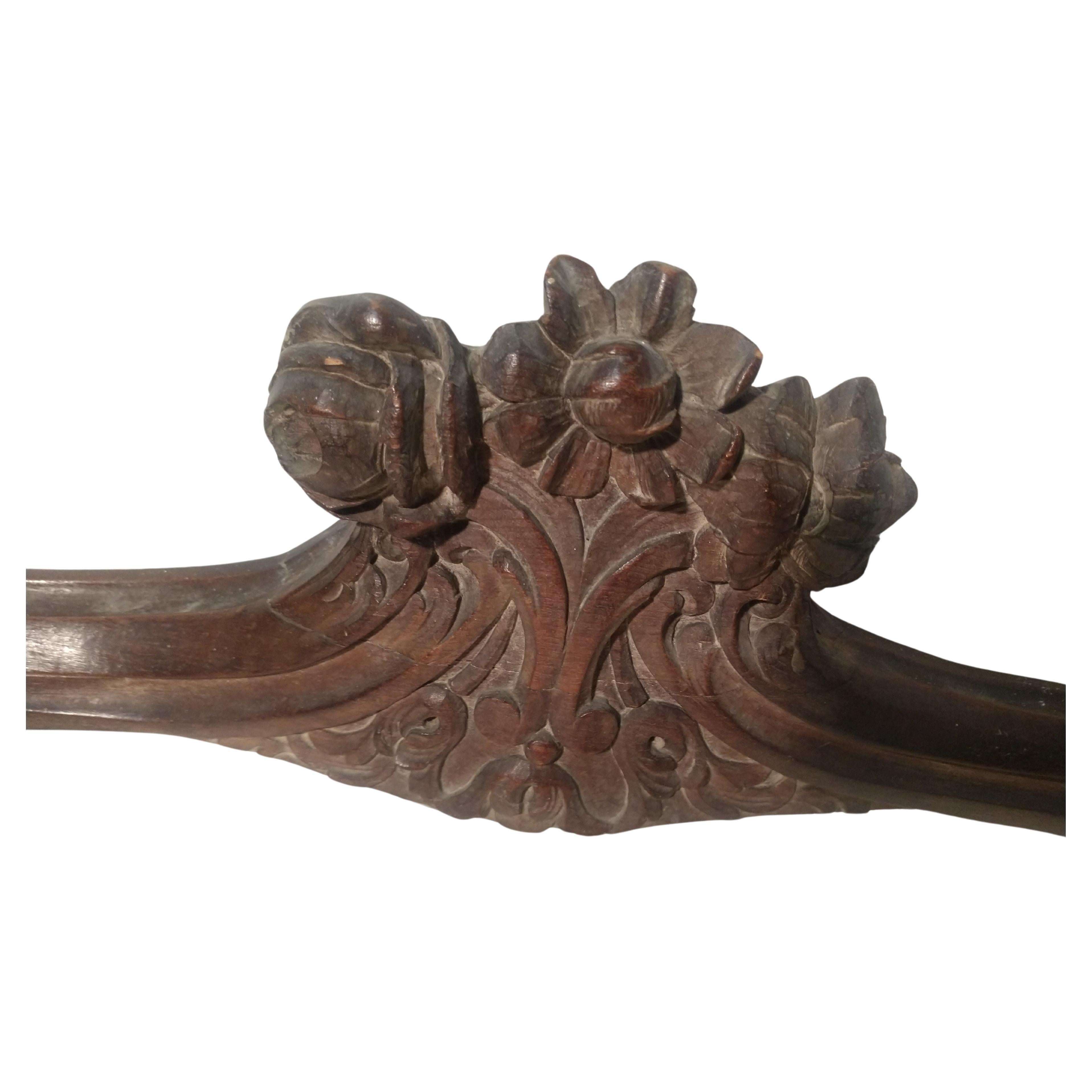 Hand-Carved Signed Maison Jansen Rococo Carved Server Console Table w Serpentine Marble Top For Sale