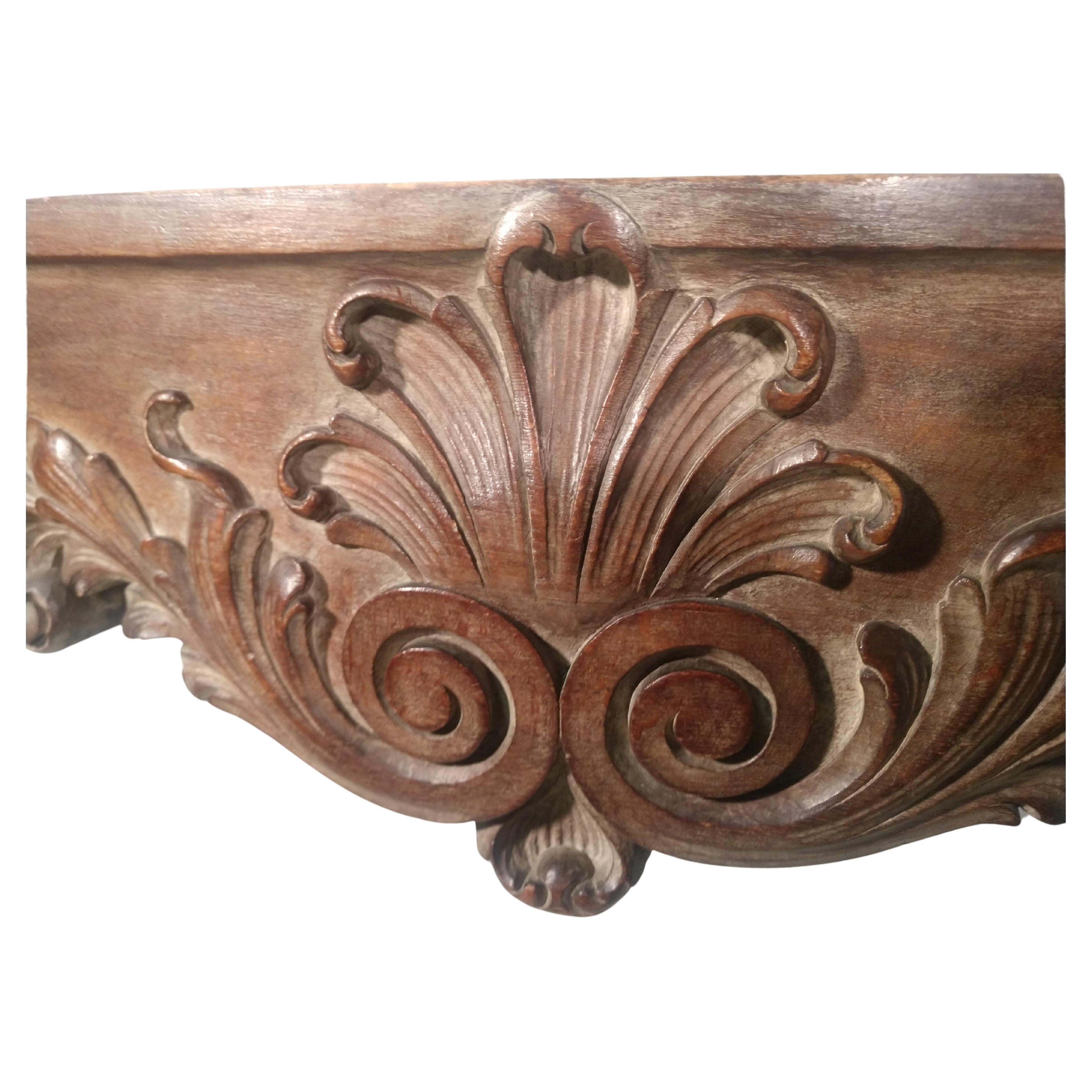 French Signed Maison Jansen Rococo Carved Server Console Table w Serpentine Marble Top For Sale