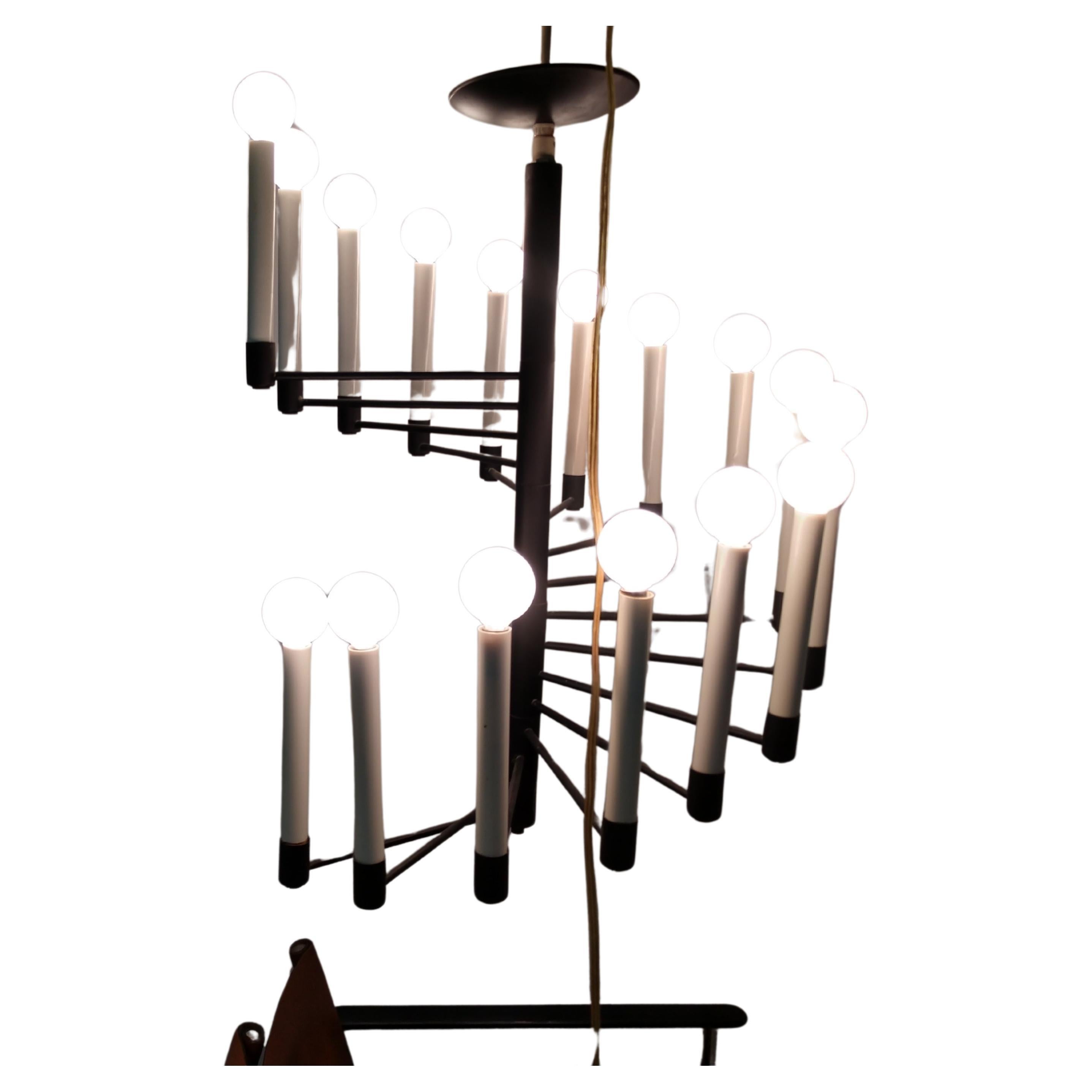 Painted Mid-Century Modern Sixteen-Light Spiral Chandelier by Lightolier