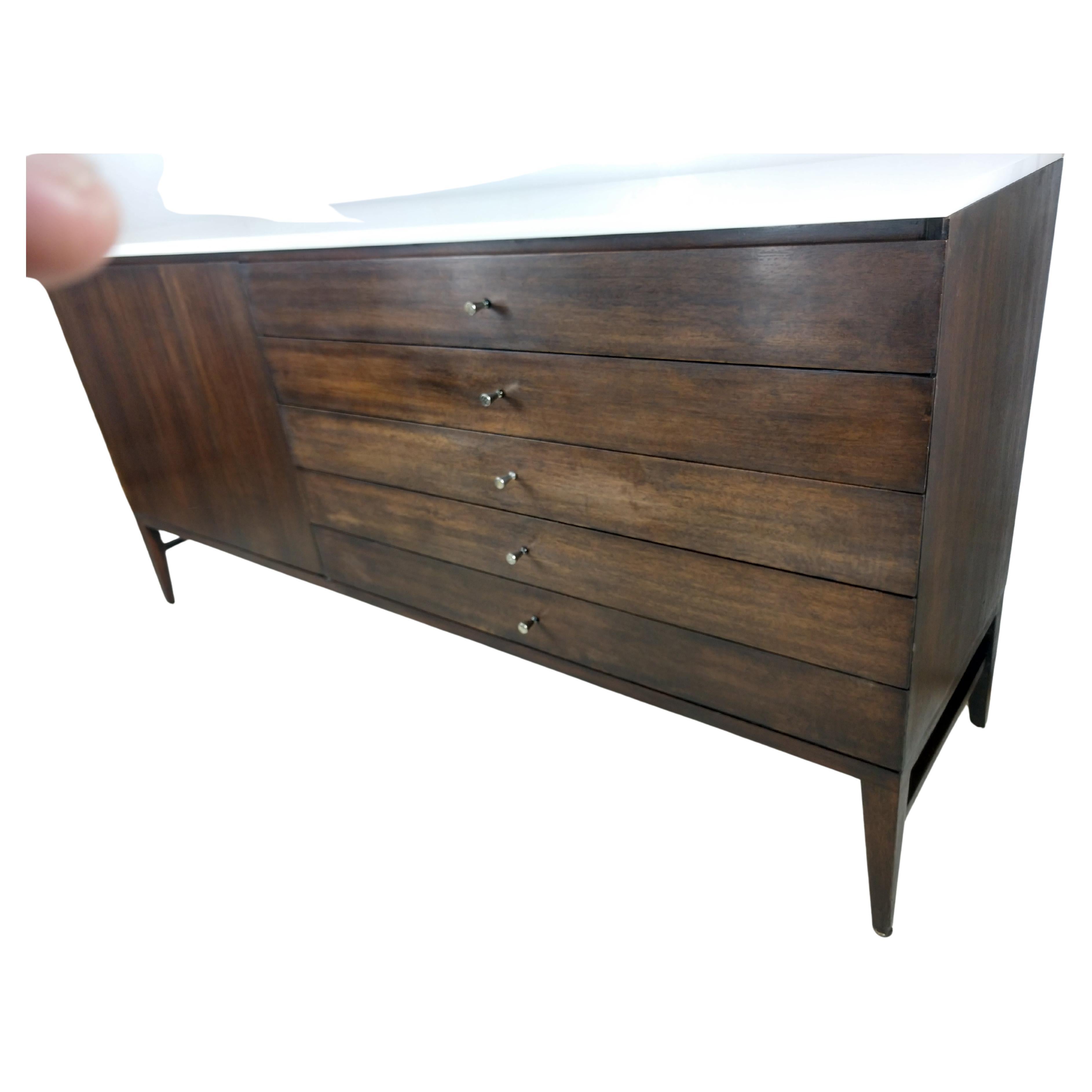 Mid-20th Century Mid-Century Modern Mahogany w Glass Dresser Credenza by Paul McCobb for Calvin  For Sale