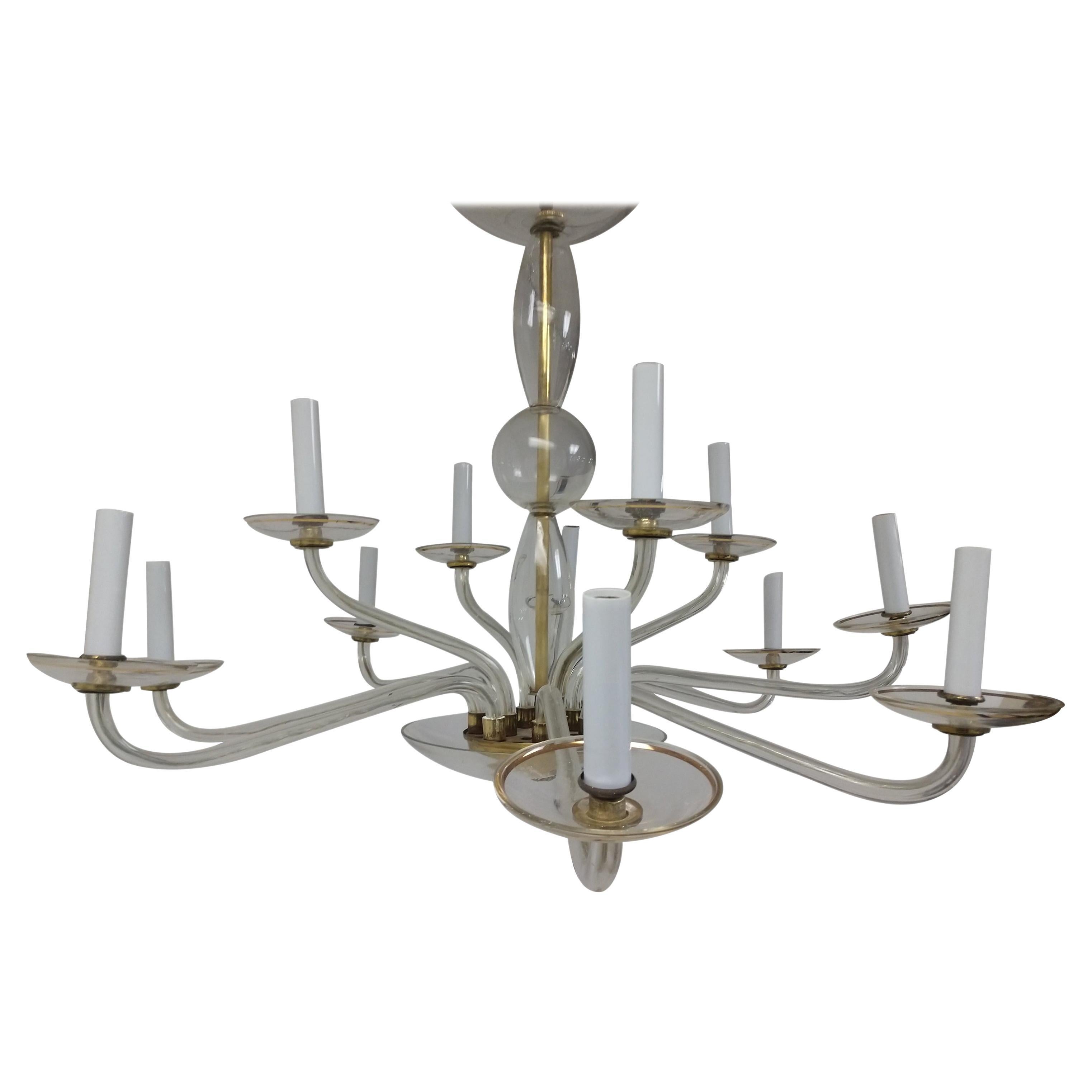 Mid-Century Modern Czech Bohemian 12-Arm Fine Chandelier