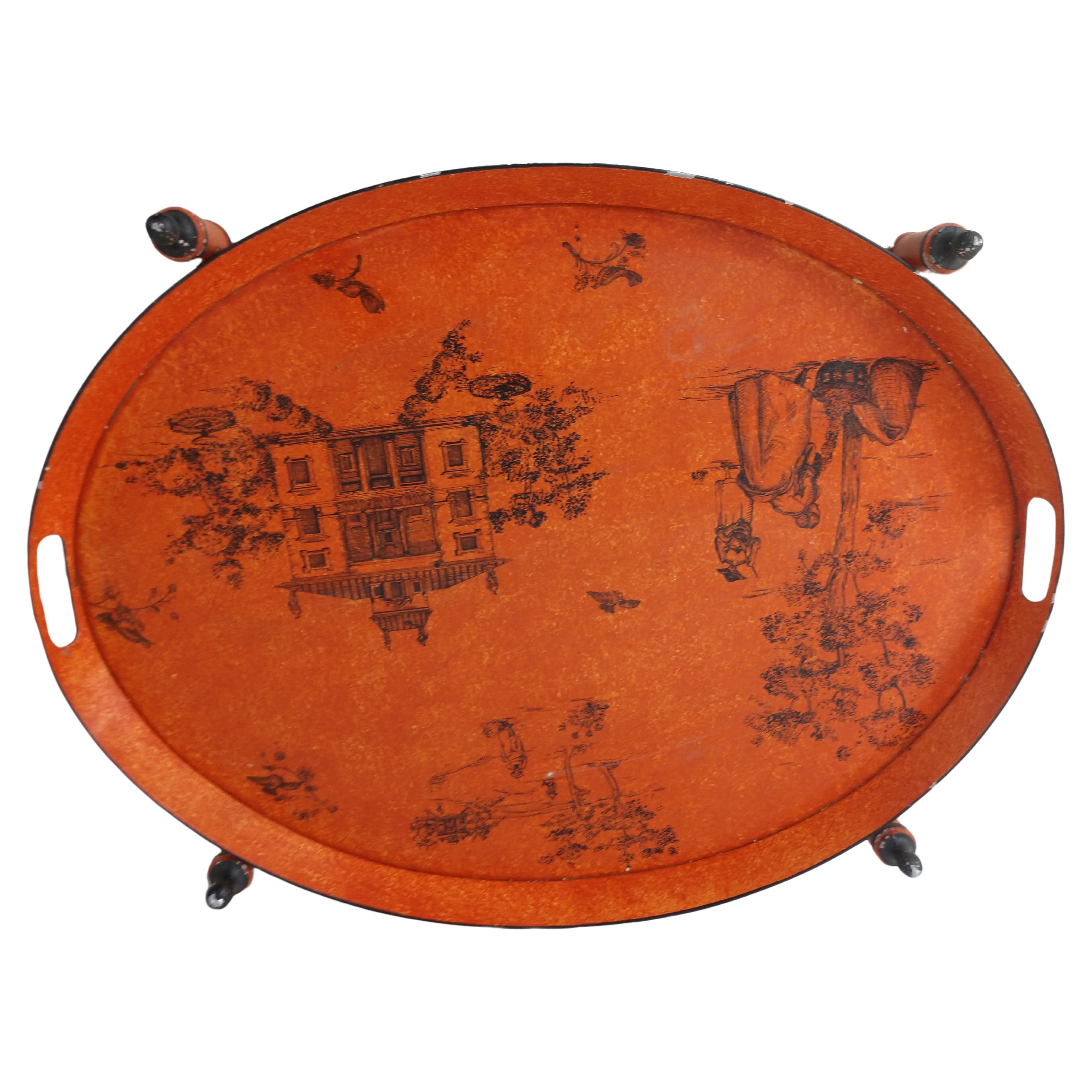 Mid Century Italian Toleware Side Tray Table, circa 1960 For Sale 2