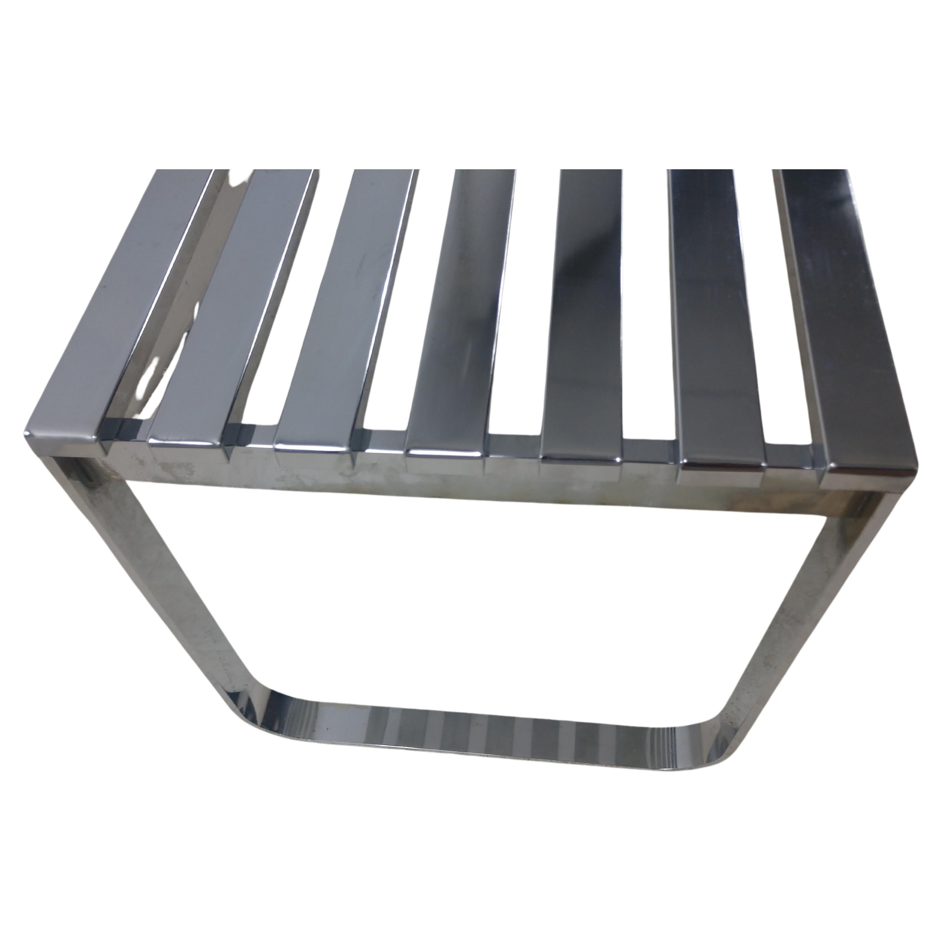 Plated Mid-Century Modern Chrome Bench Cocktail Table Design Institute of America For Sale