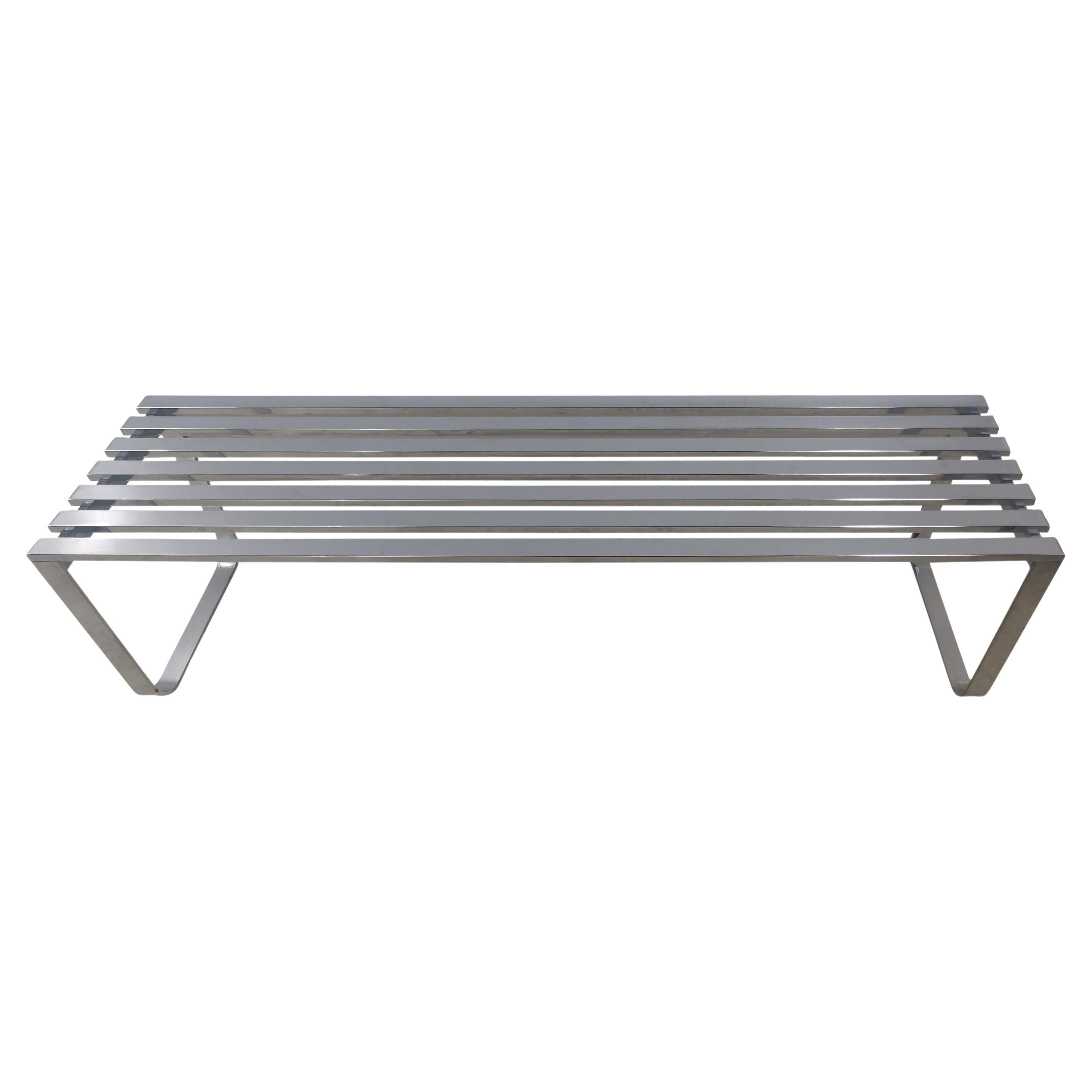 Mid-Century Modern Chrome Bench Cocktail Table Design Institute of America For Sale