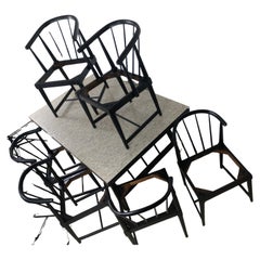 Mid-Century Modern Dining Table w 6 Barrelback Chairs & Three Leafs by Mengel