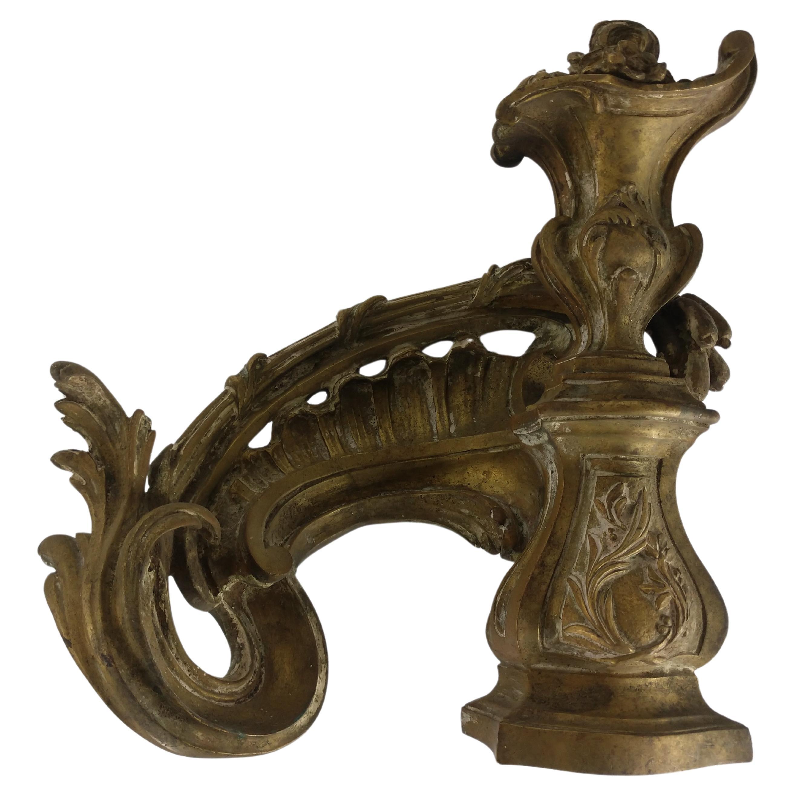 Late 19th Century Pair of Antique Bronze French Chenets, c1880 For Sale