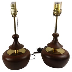 Vintage Pair of Mid-Century Modern Sculptural Danish Table Lamps