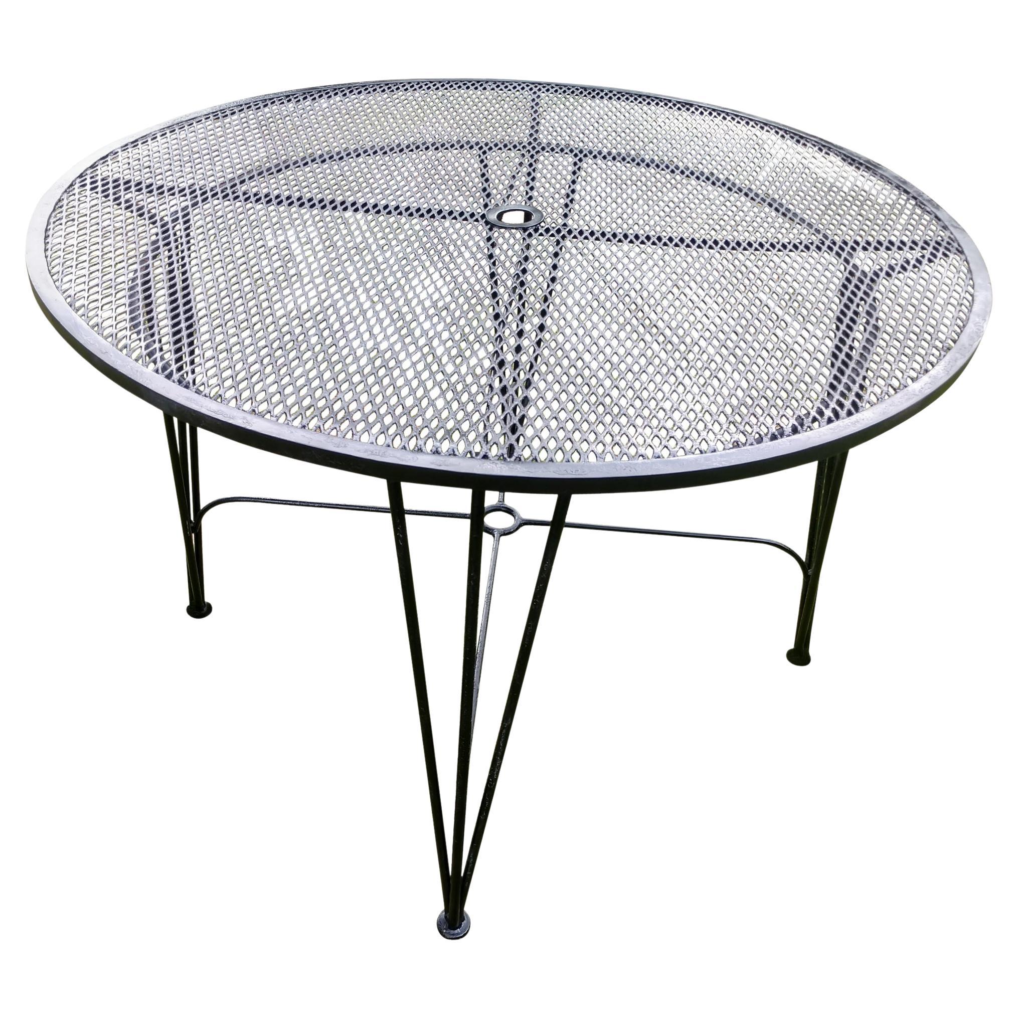 Mid-Century Modern Round Mesh Top Outdoor Dining Table by John Salterini For Sale