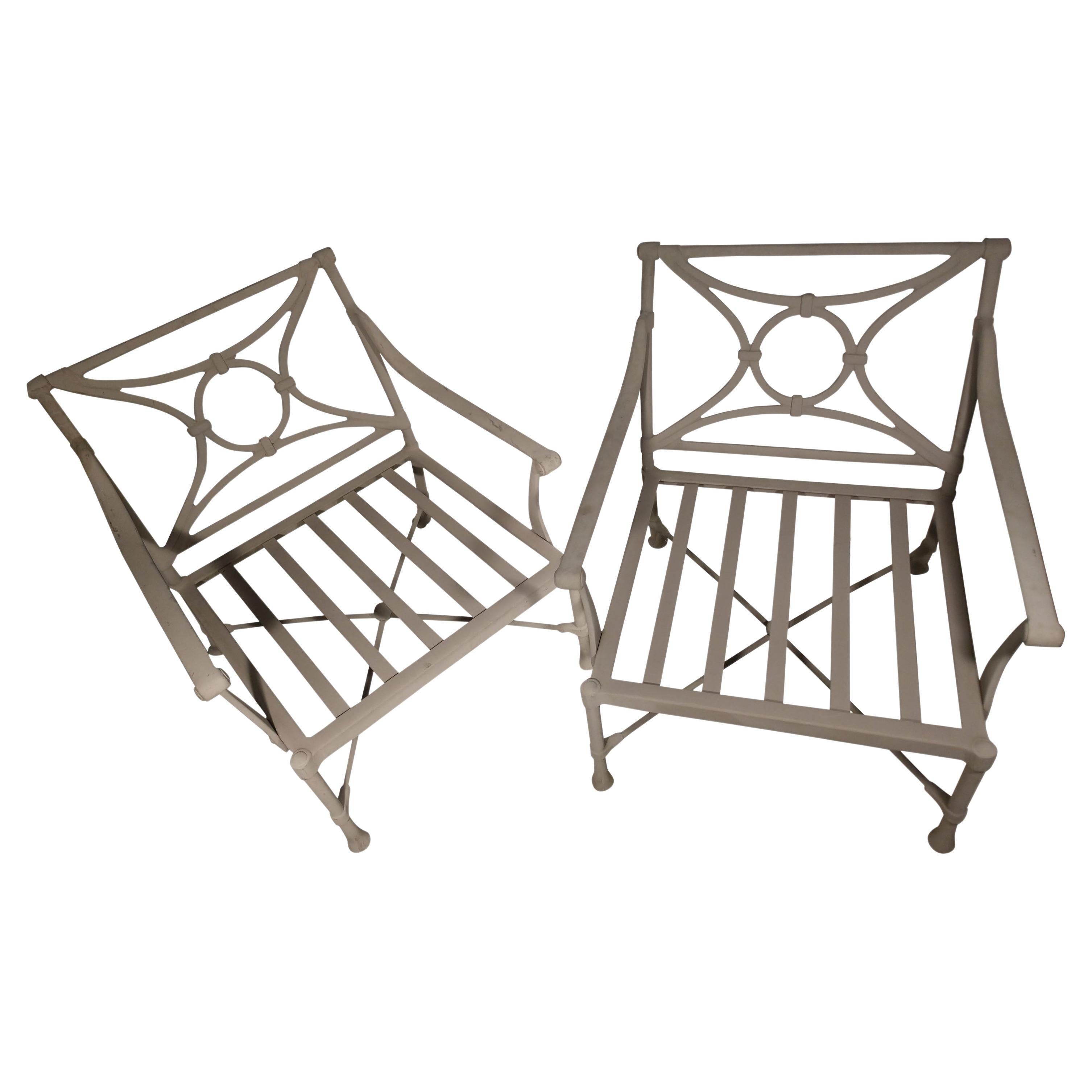 Pair of Large Powder Coated Armchairs by Outdoor Classics For Sale