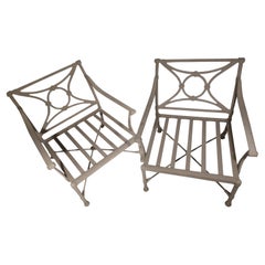Pair of Large Powder Coated Armchairs by Outdoor Classics