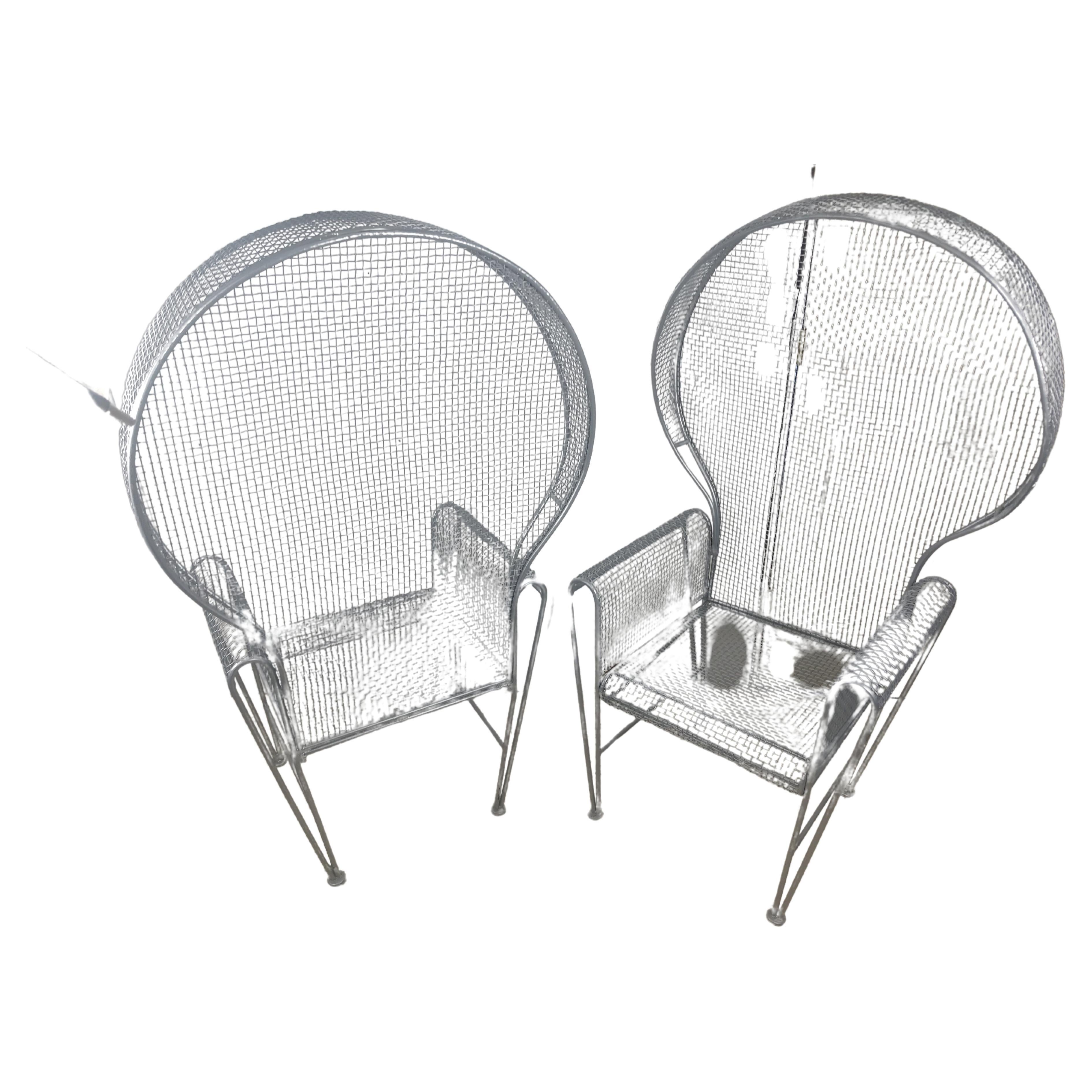 American Pair of Woodard Sculptura Canopied Garden Chairs, C1960 For Sale