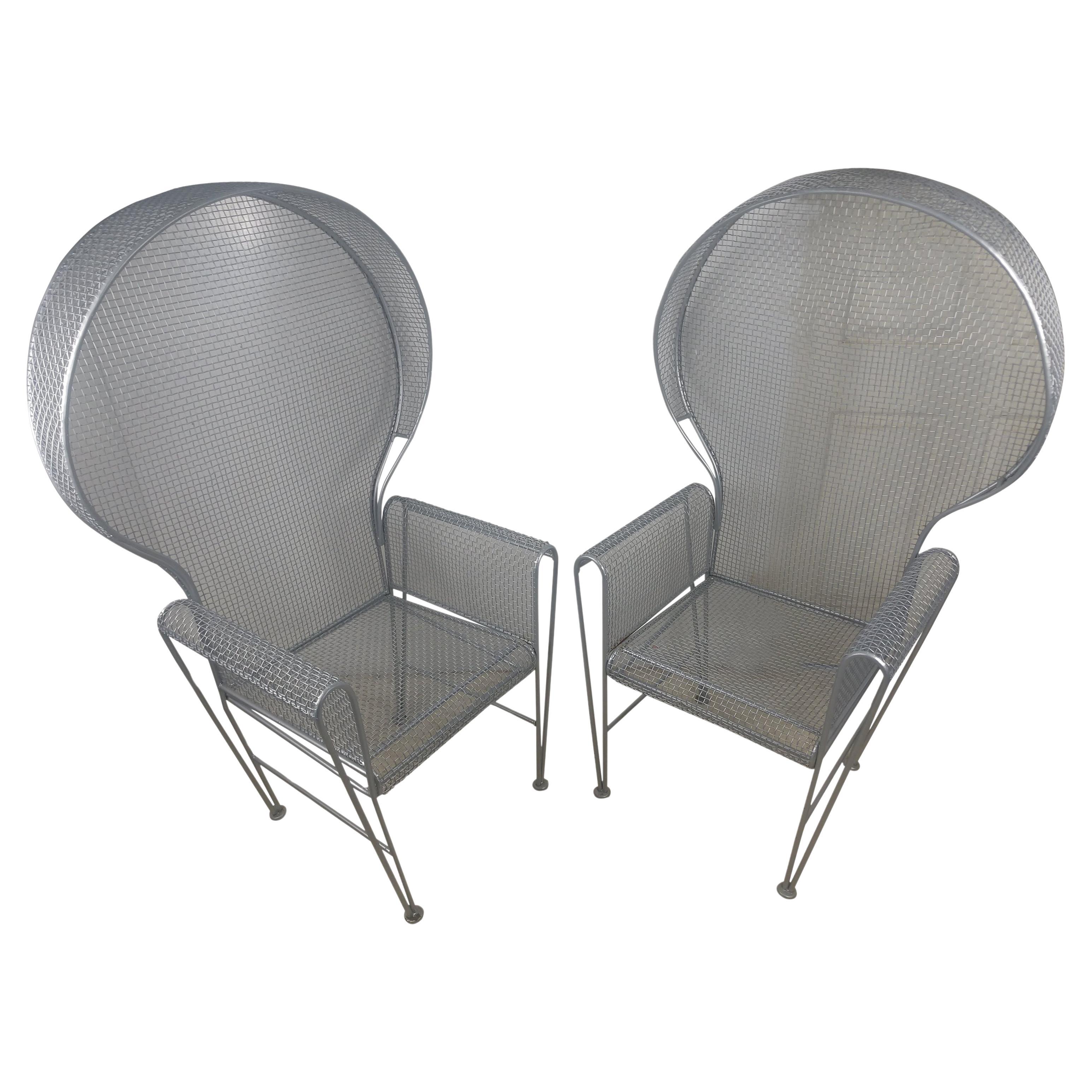 Pair of Woodard Sculptura Canopied Garden Chairs, C1960 For Sale