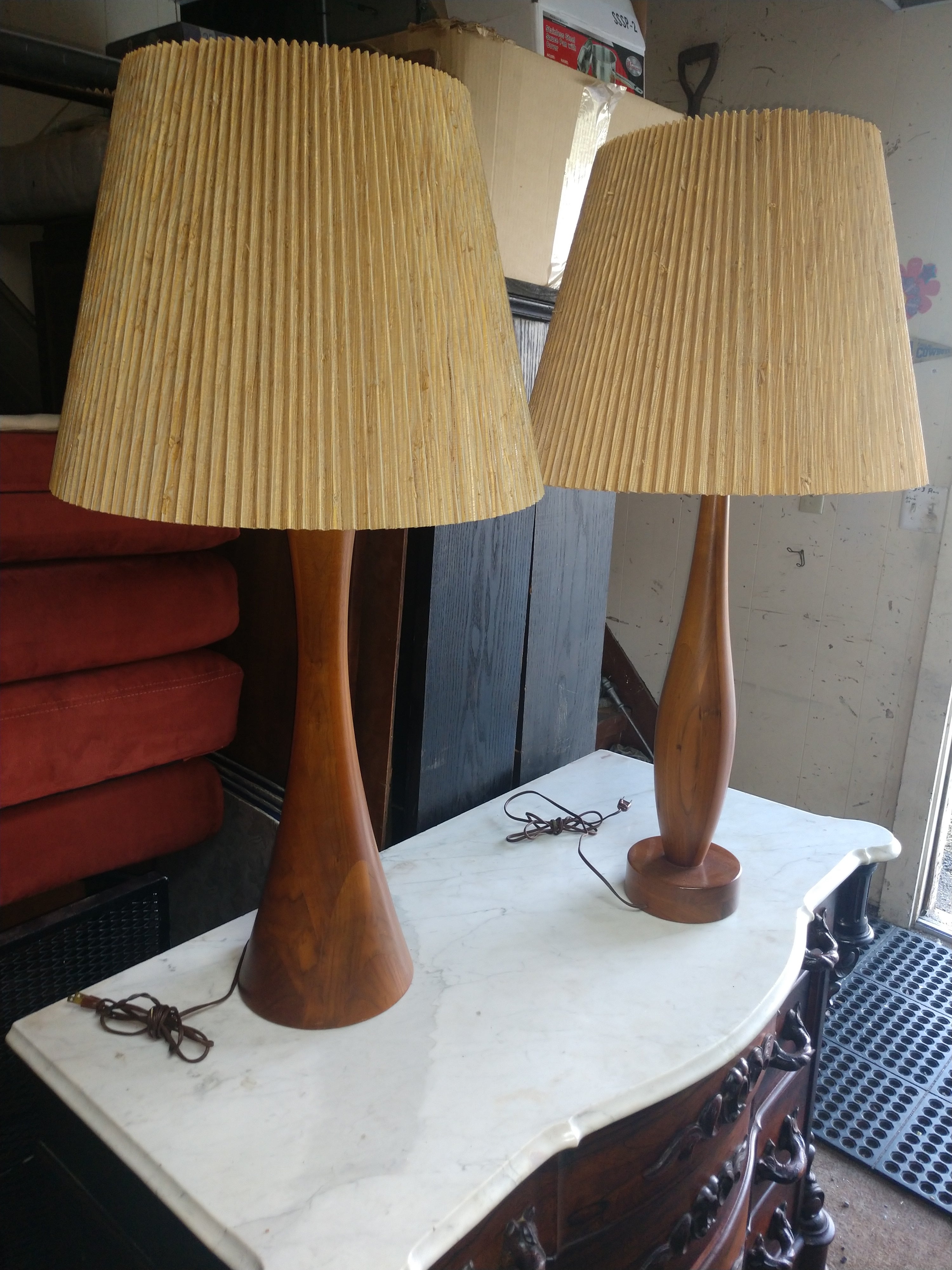 Mid-Century Modern MidCentury Modern Complimentary Pair Table Lamps Philip Lloyd Powell New Hope Pa For Sale
