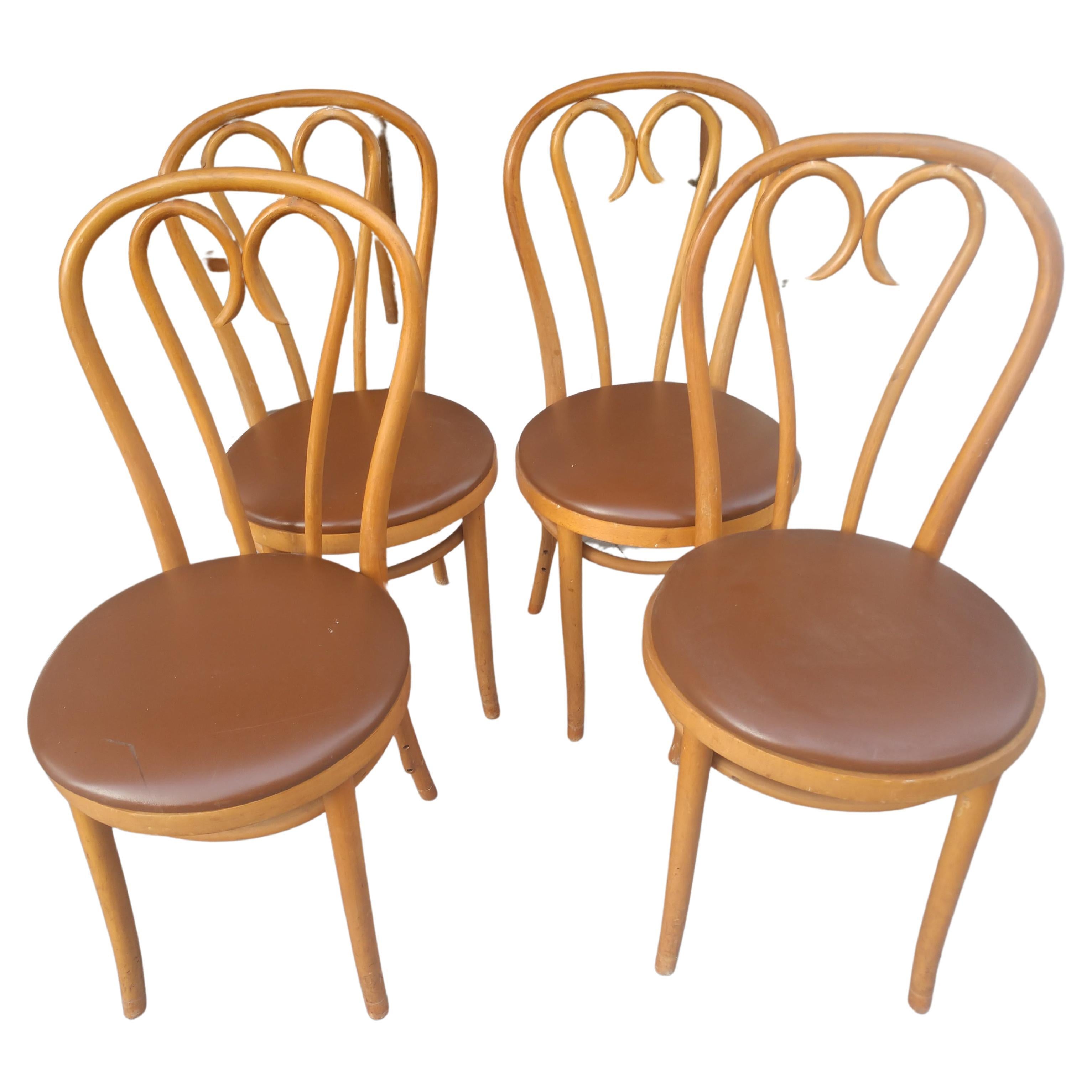 Set of Four Thonet Bentwood Cafe Dining Chairs Romania For Sale