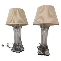 Vintage Pair of Mid-Century Modern French Blown Glass Table Lamps