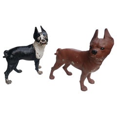 Used Cast Iron Boston Terrier Doorstop C1948