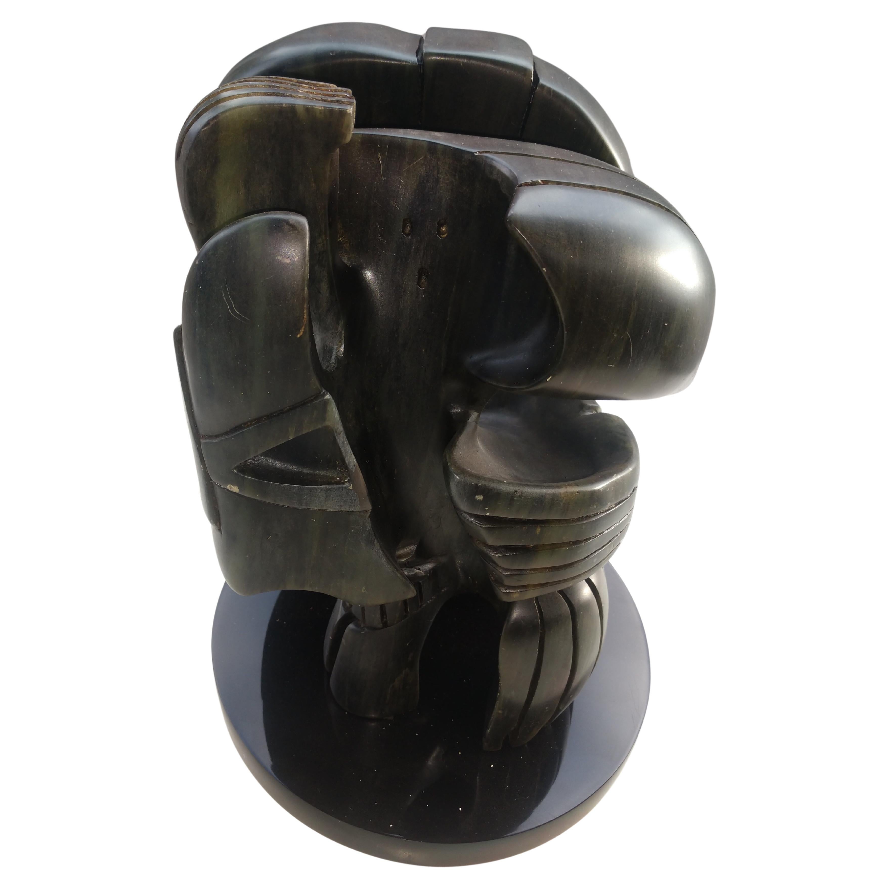 Mid Century Abstract Sculptural Carved Stone Figures by Artist Louise Abrams