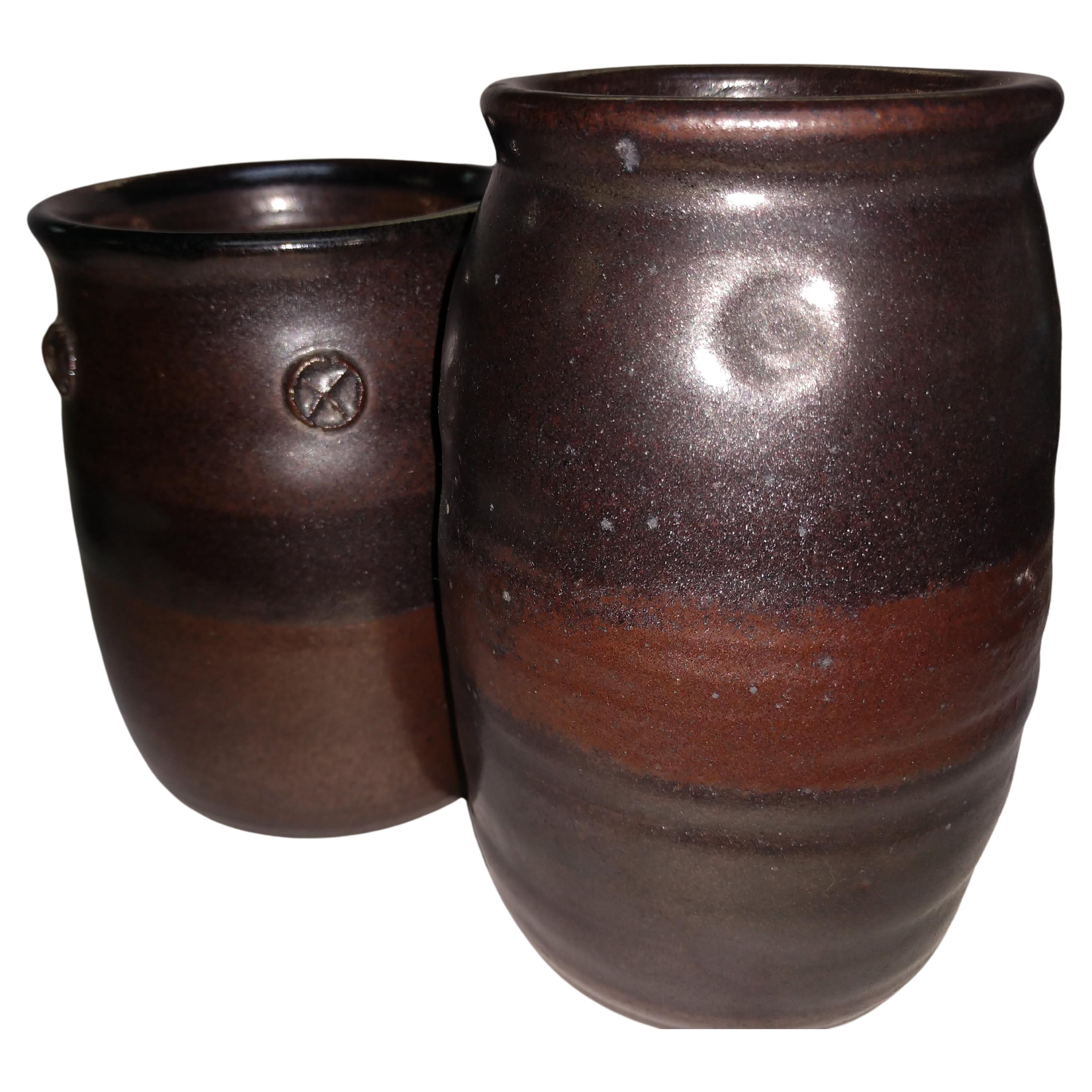 American Arts & Crafts Hand Thrown Pots & Vases by Herbert Sargent writer producer potter For Sale