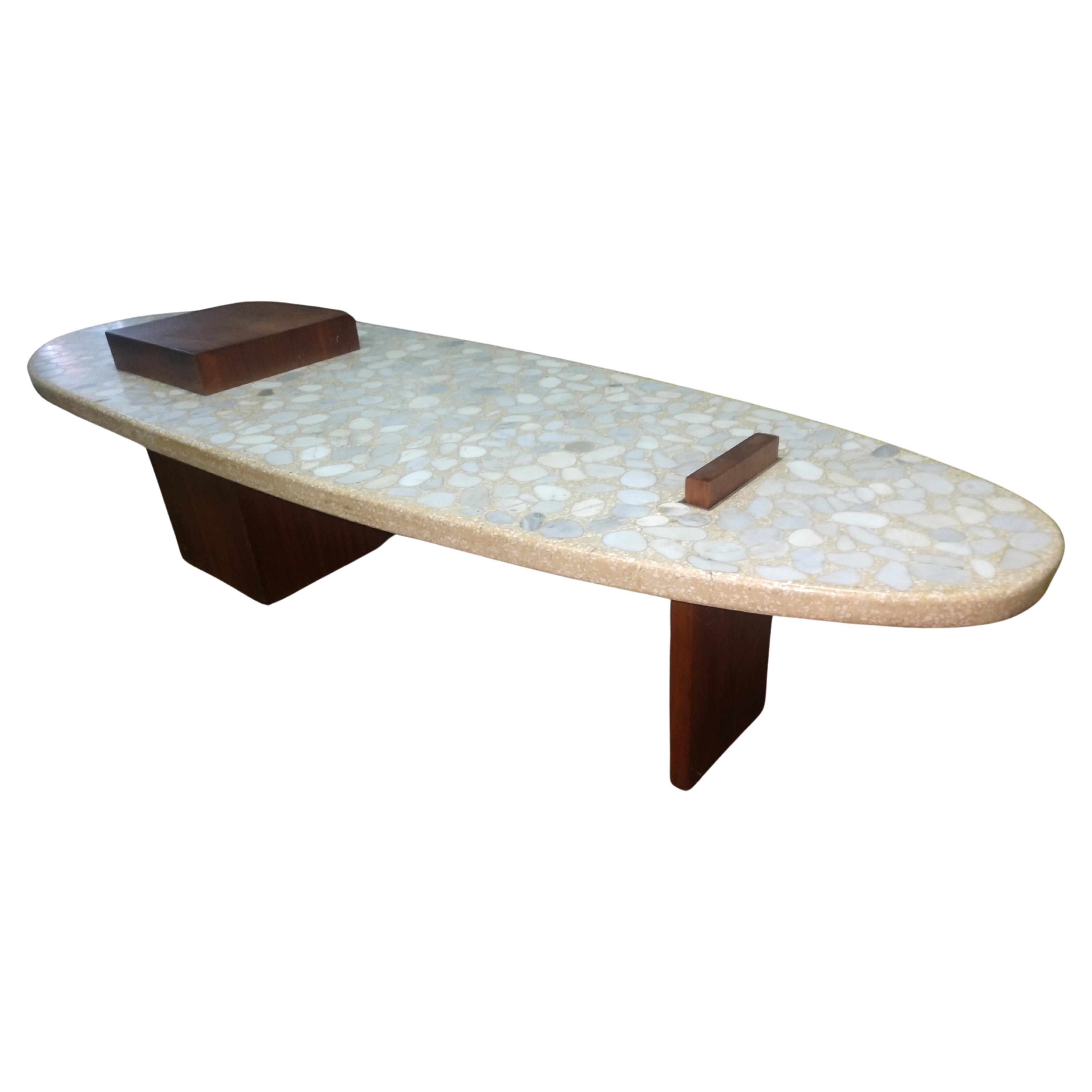 Mid-20th Century Mid-Century Modern Terrazzo Marble and Walnut Cocktail Table by Harvey Probber For Sale