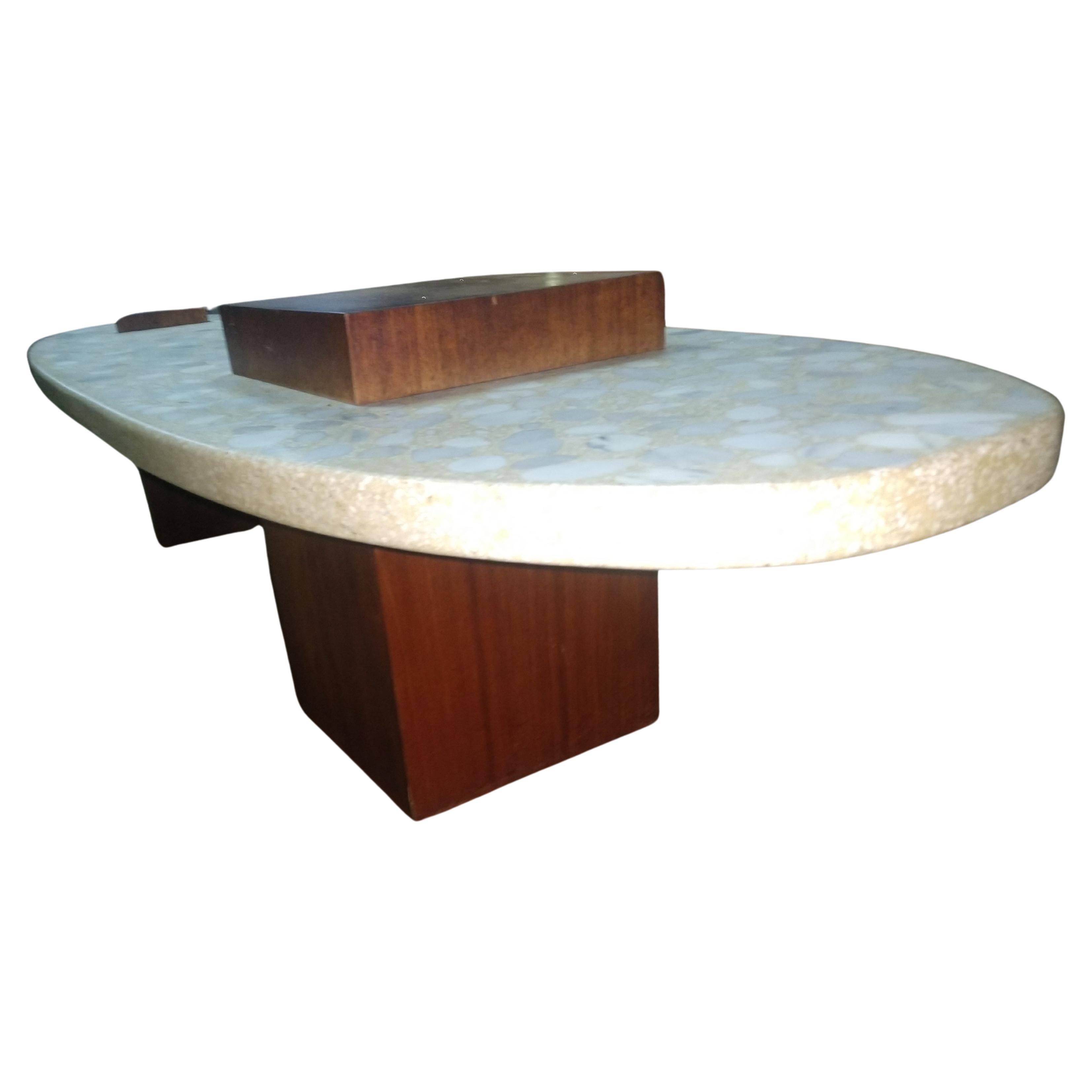 Mid-Century Modern Terrazzo Marble and Walnut Cocktail Table by Harvey Probber In Good Condition For Sale In Port Jervis, NY