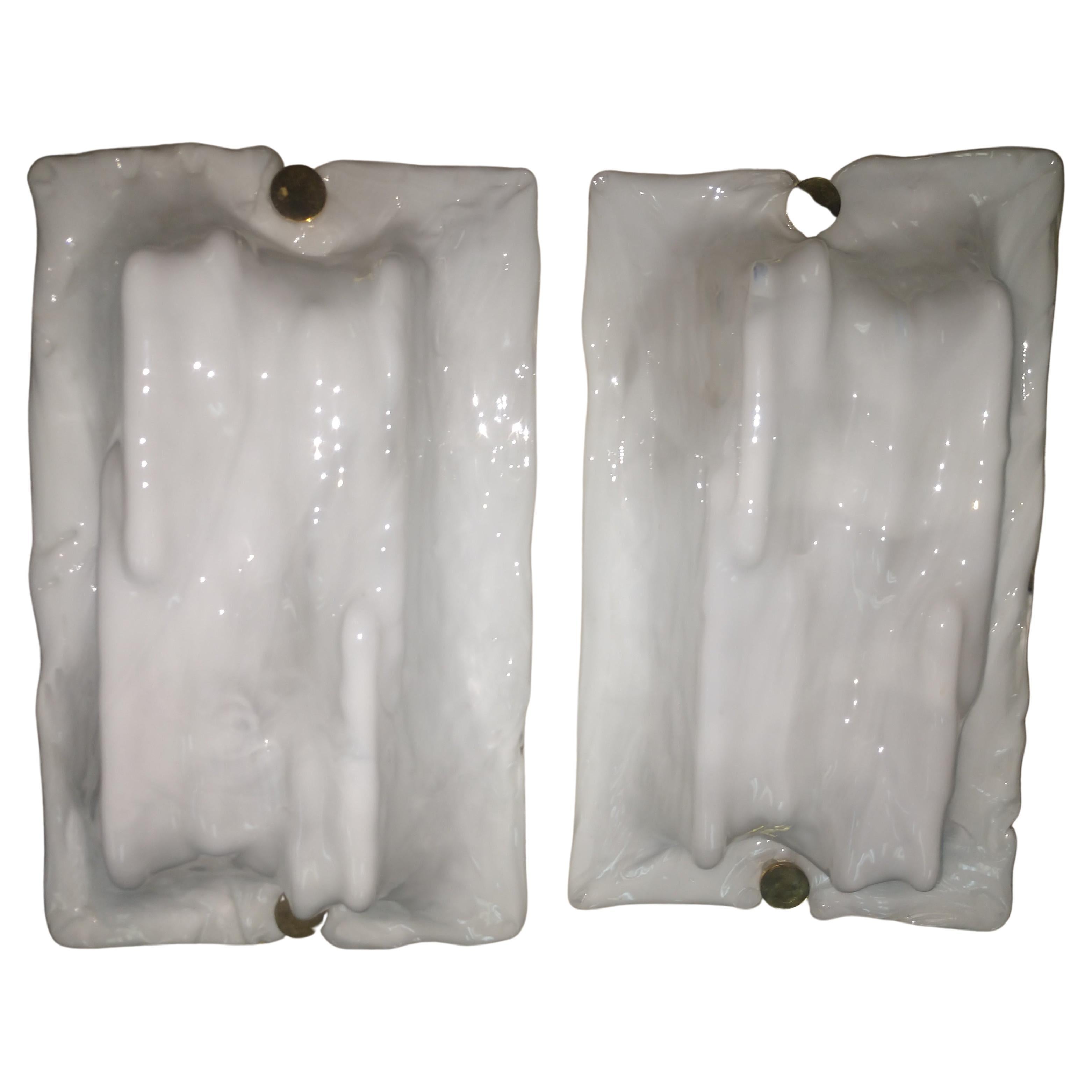 Mid Century Modern Sculptural Wall Sconces by Venini For Sale