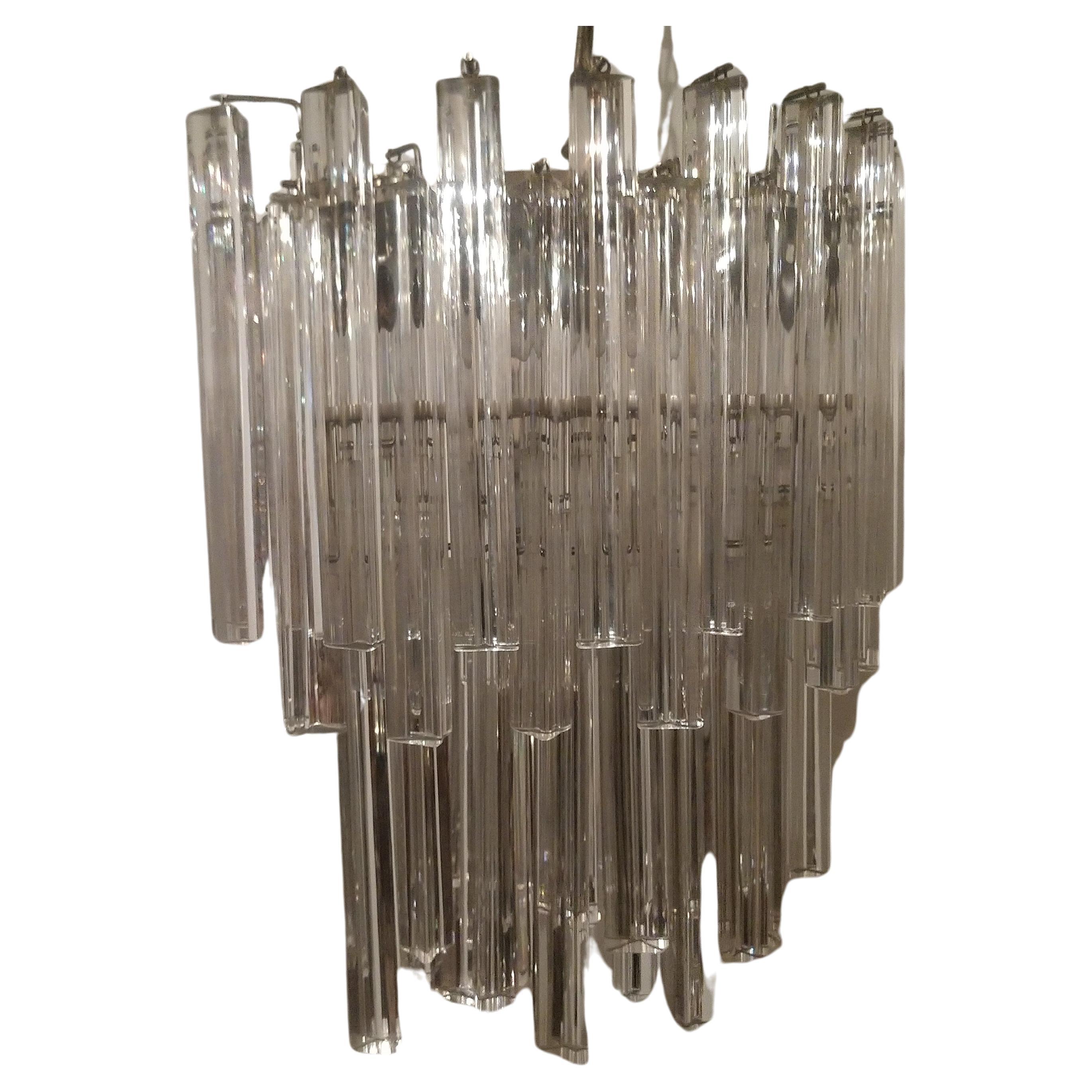 Mid-Century Modern Mid Century Modern Venini Murano Glass Prism Chandelier For Sale