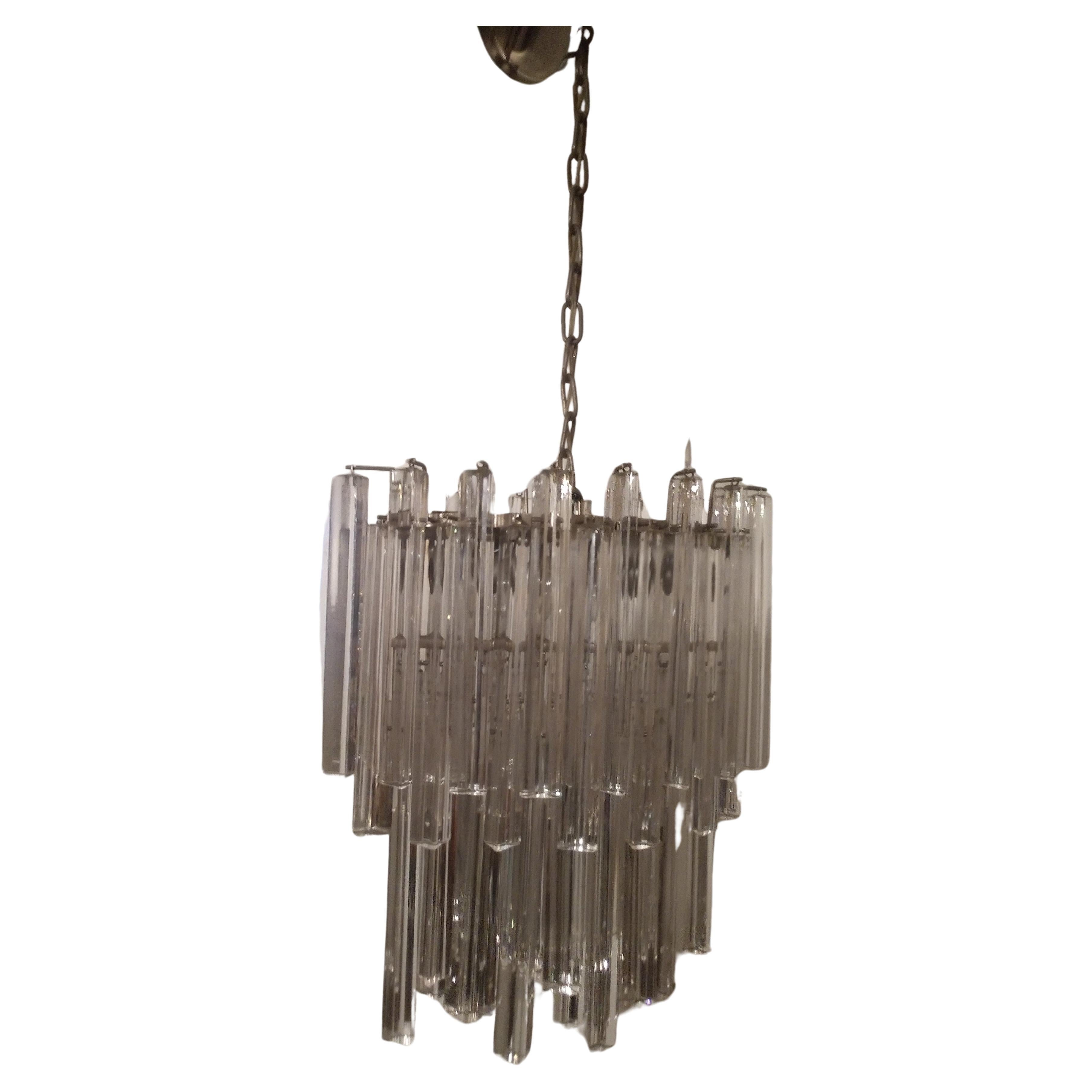 Mid Century Modern Venini Murano Glass Prism Chandelier For Sale