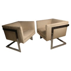 Pair of Milo Baughman Mid-Century Modern Cube Chairs