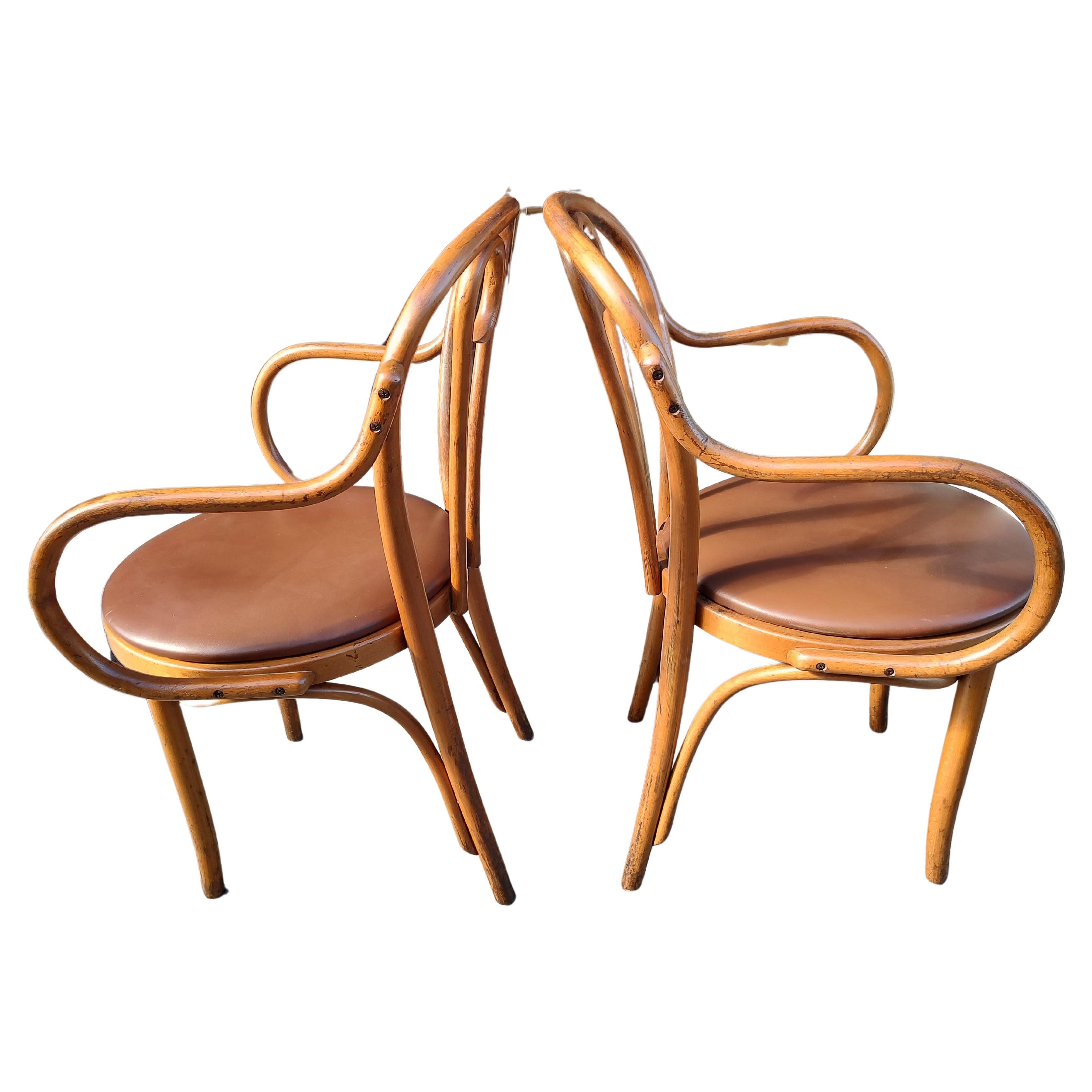 Modern Pair of Thonet Style Bentwood Armchairs, C1960 For Sale