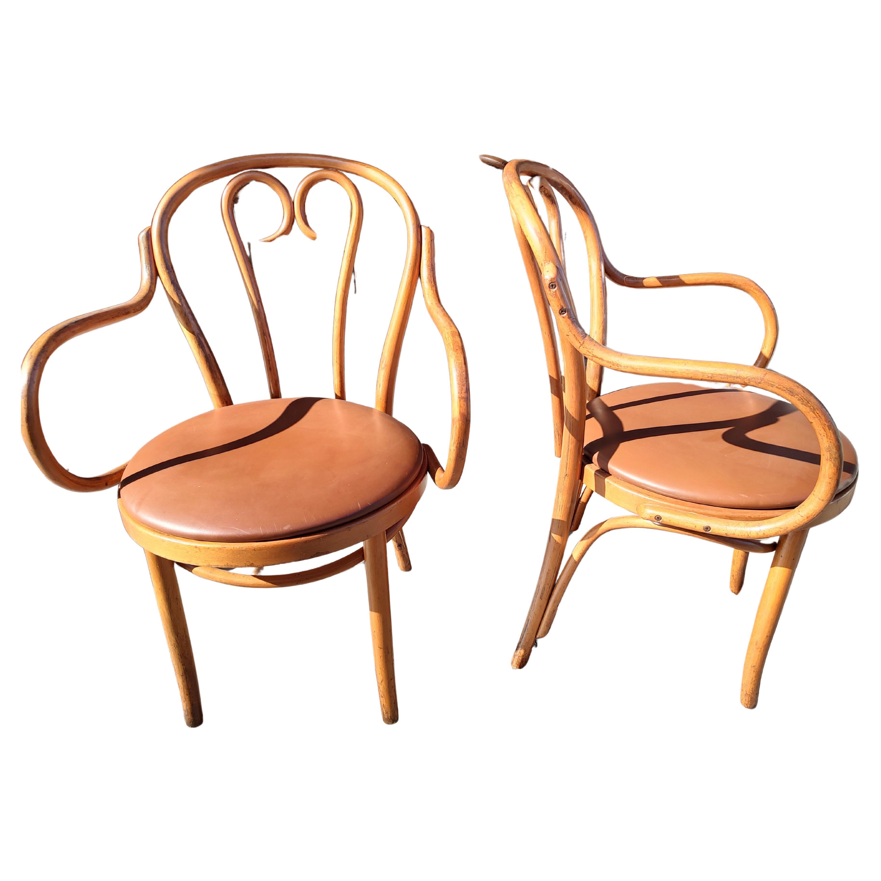Pair of Thonet Style Bentwood Armchairs, C1960 For Sale