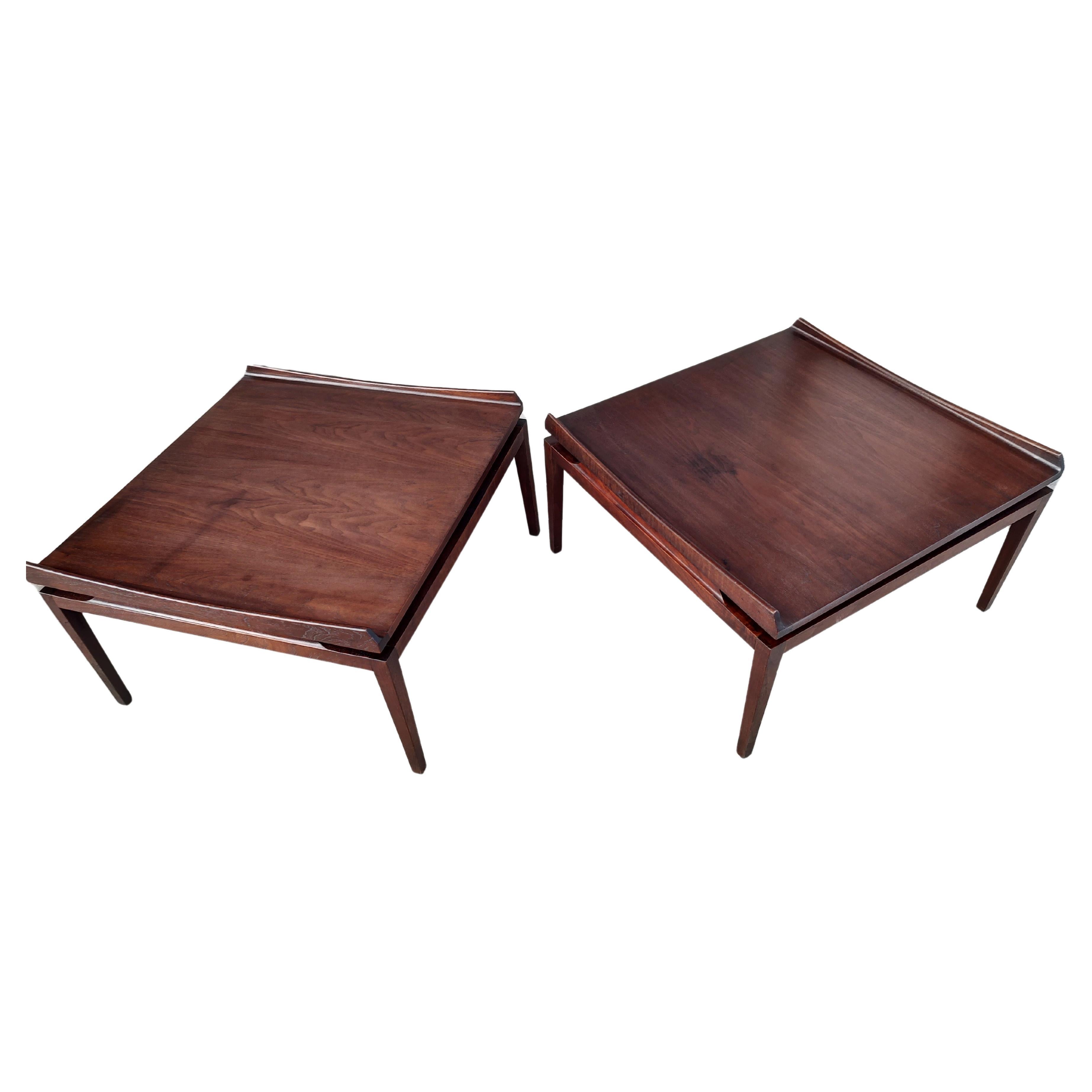 Pair of Mid Century Modern Floating Top End / Cocktail Tables by Jens Risom
