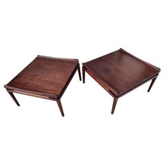 Vintage Pair of Mid Century Modern Floating Top End / Cocktail Tables by Jens Risom